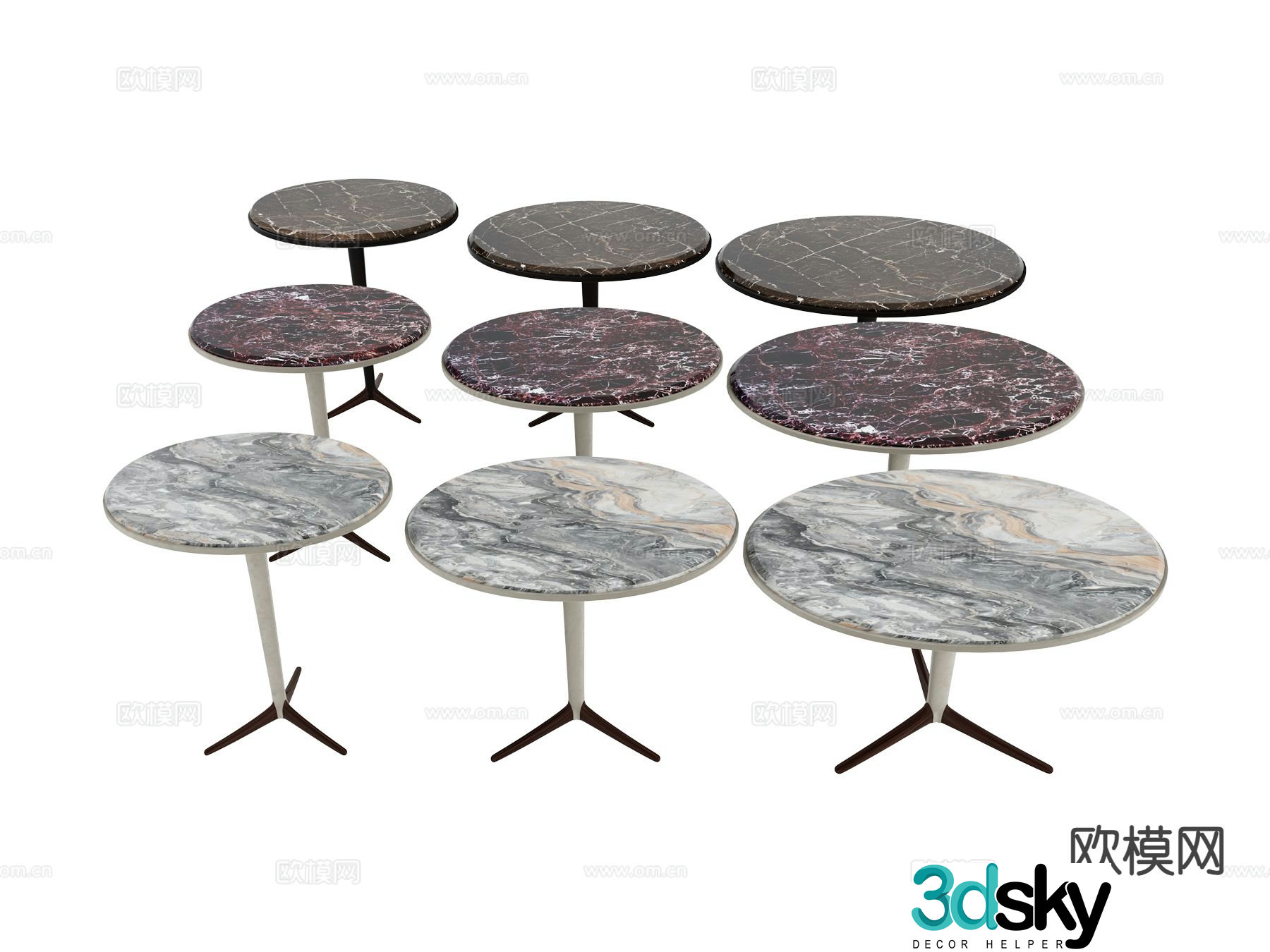 visionnaire-side table marble round table corner table 3d model