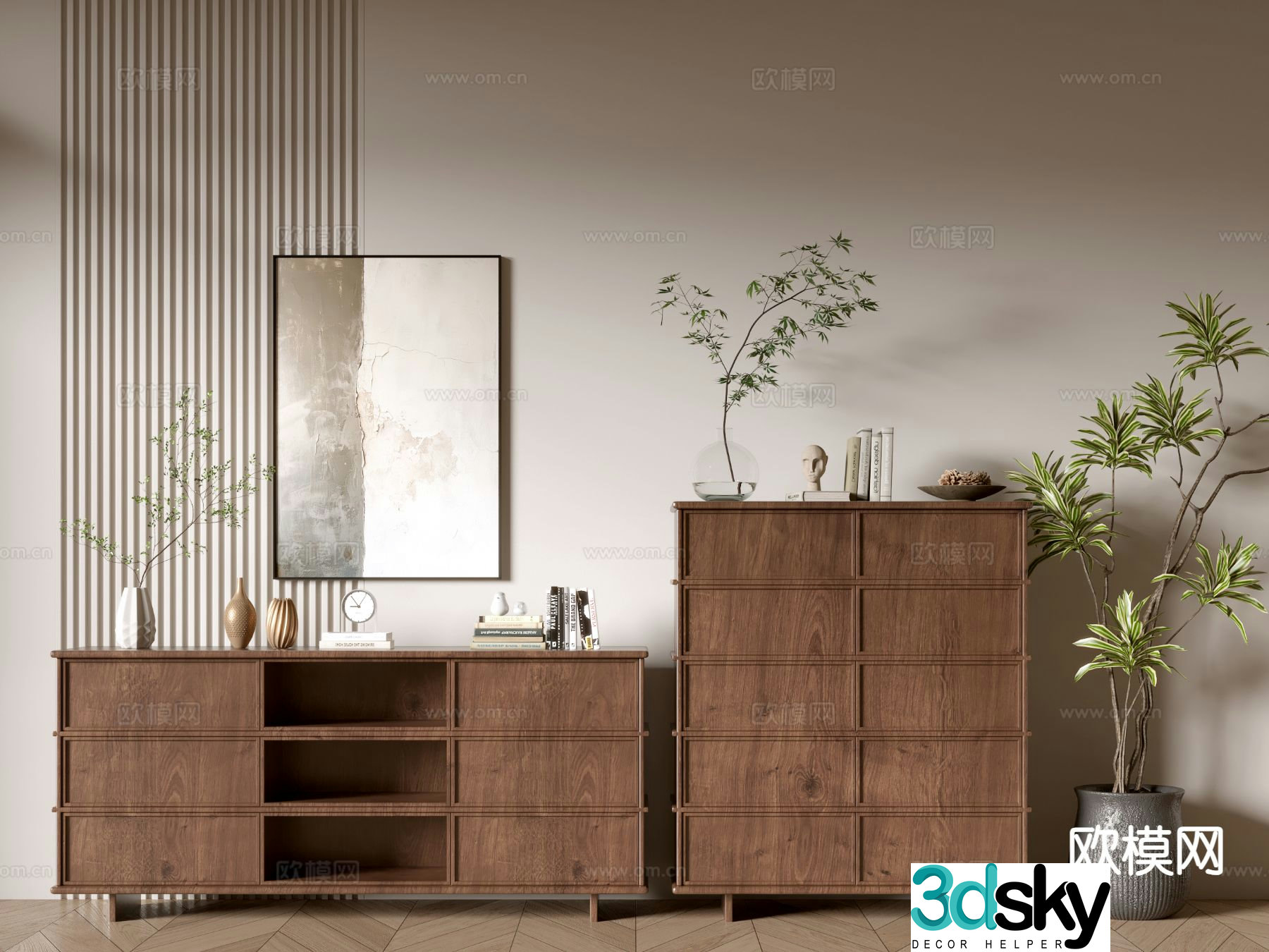 Medieval style chest of drawers entrance cabinet side cabinet 3D model