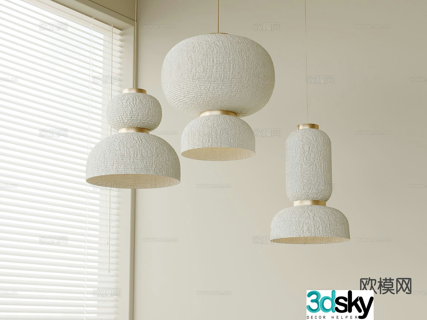 Wabi-sabi chandelier lantern chandelier 3d model