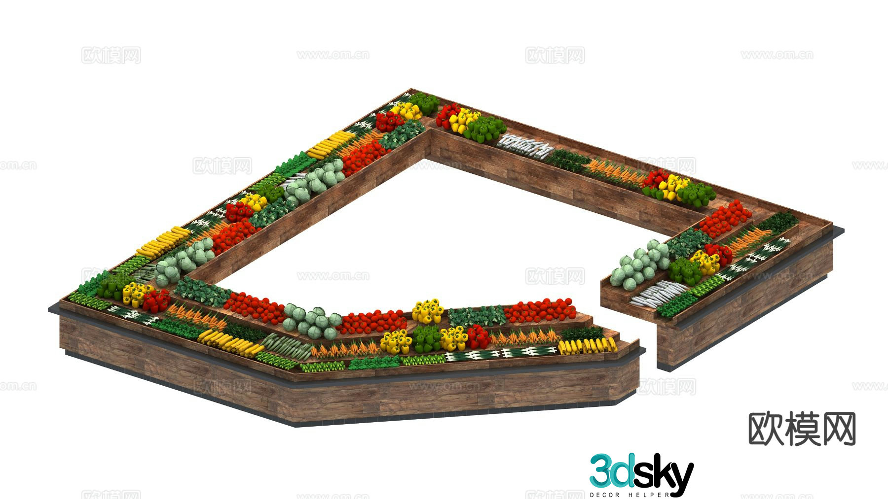 Fruit and vegetable display cabinet supermarket shelf 3d model