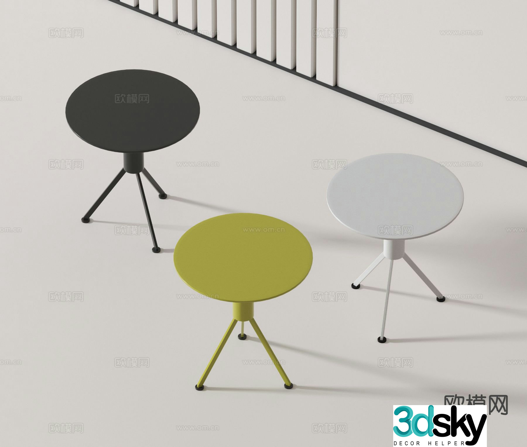 Modern side table corner table round table 3D model