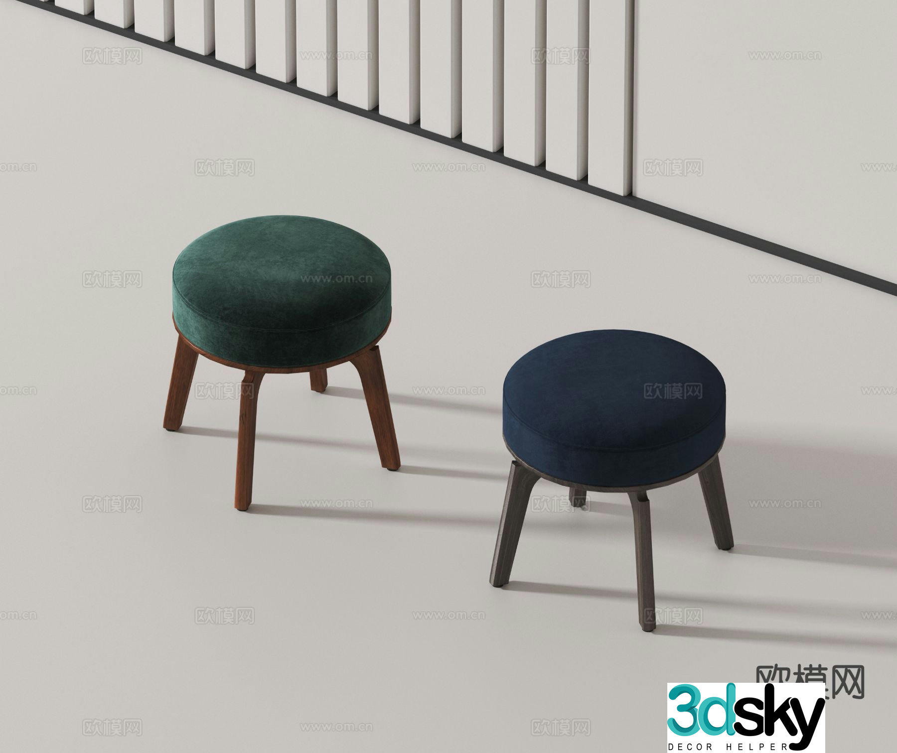 modern low stool sitting stool stool 3d model