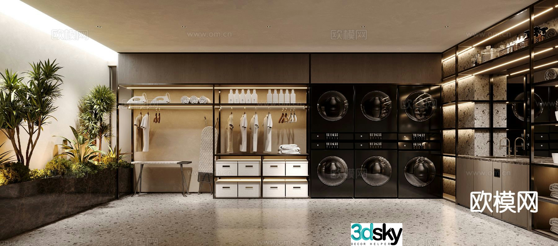 Modern laundry room laundry room villa cloakroom 3d model