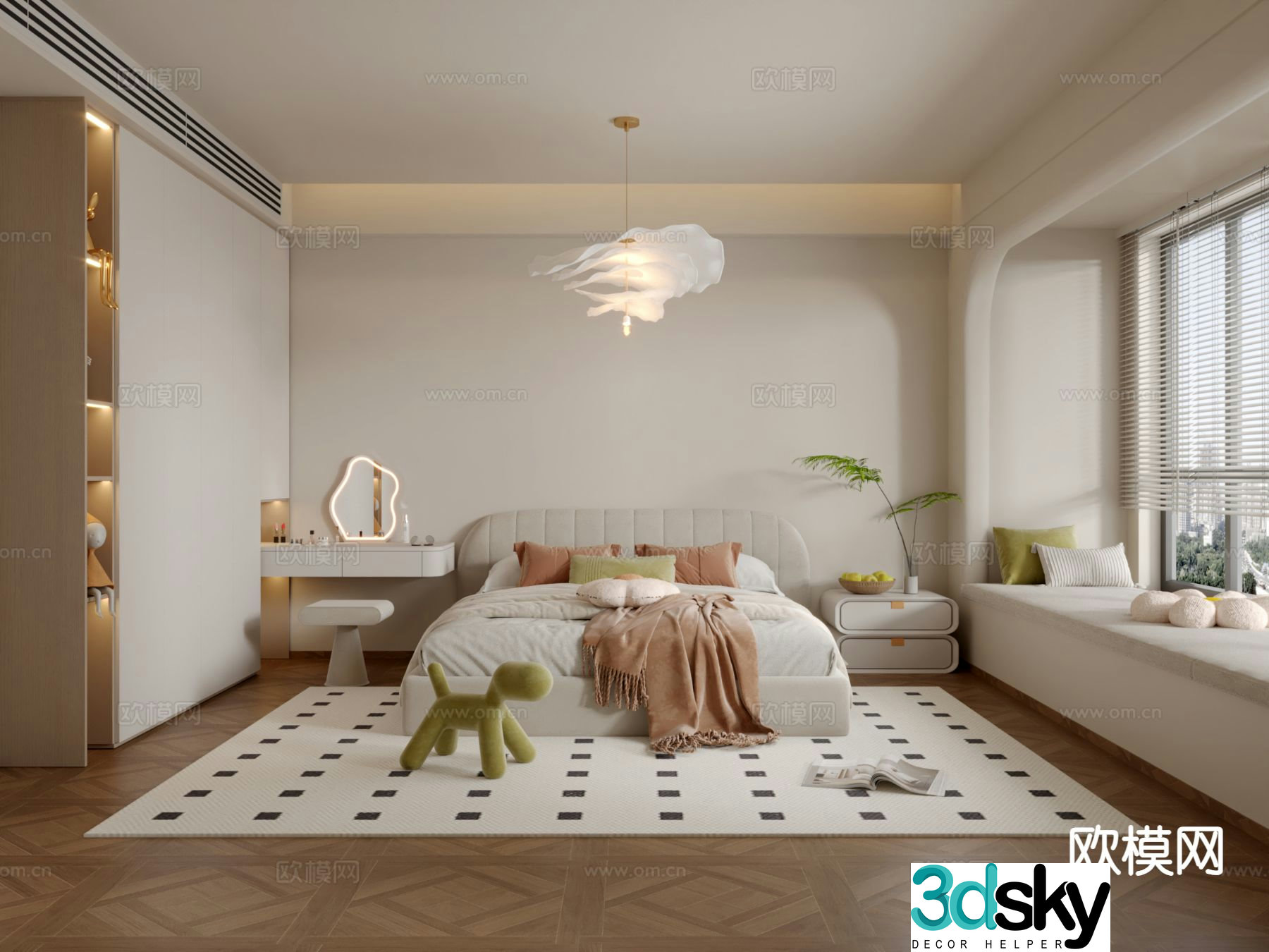 Cream style bedroom master bedroom 3d model