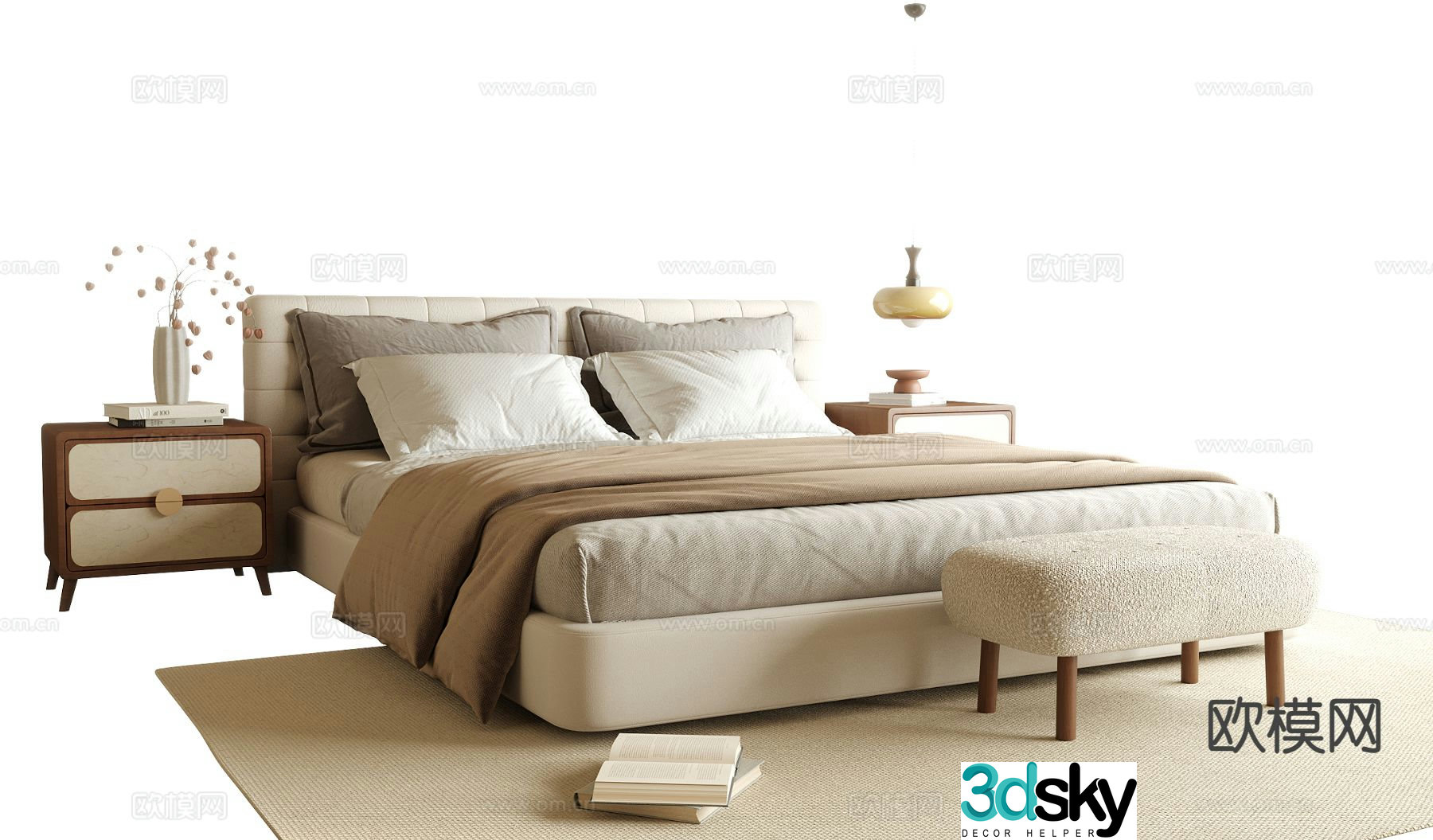 Medieval style double bed 3d model