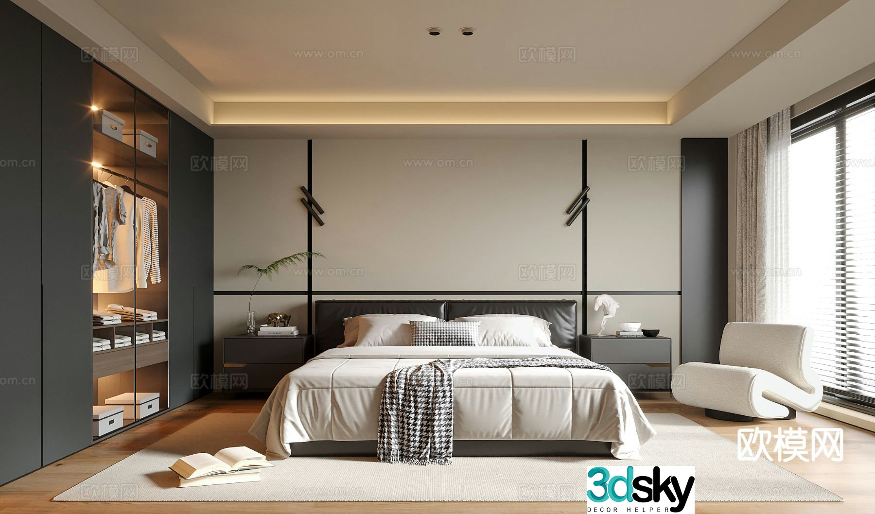 Modern bedroom master bedroom 3d model