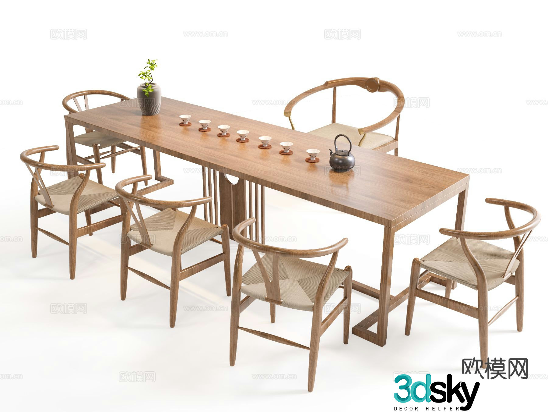 New Chinese style tea table tea table 3d model