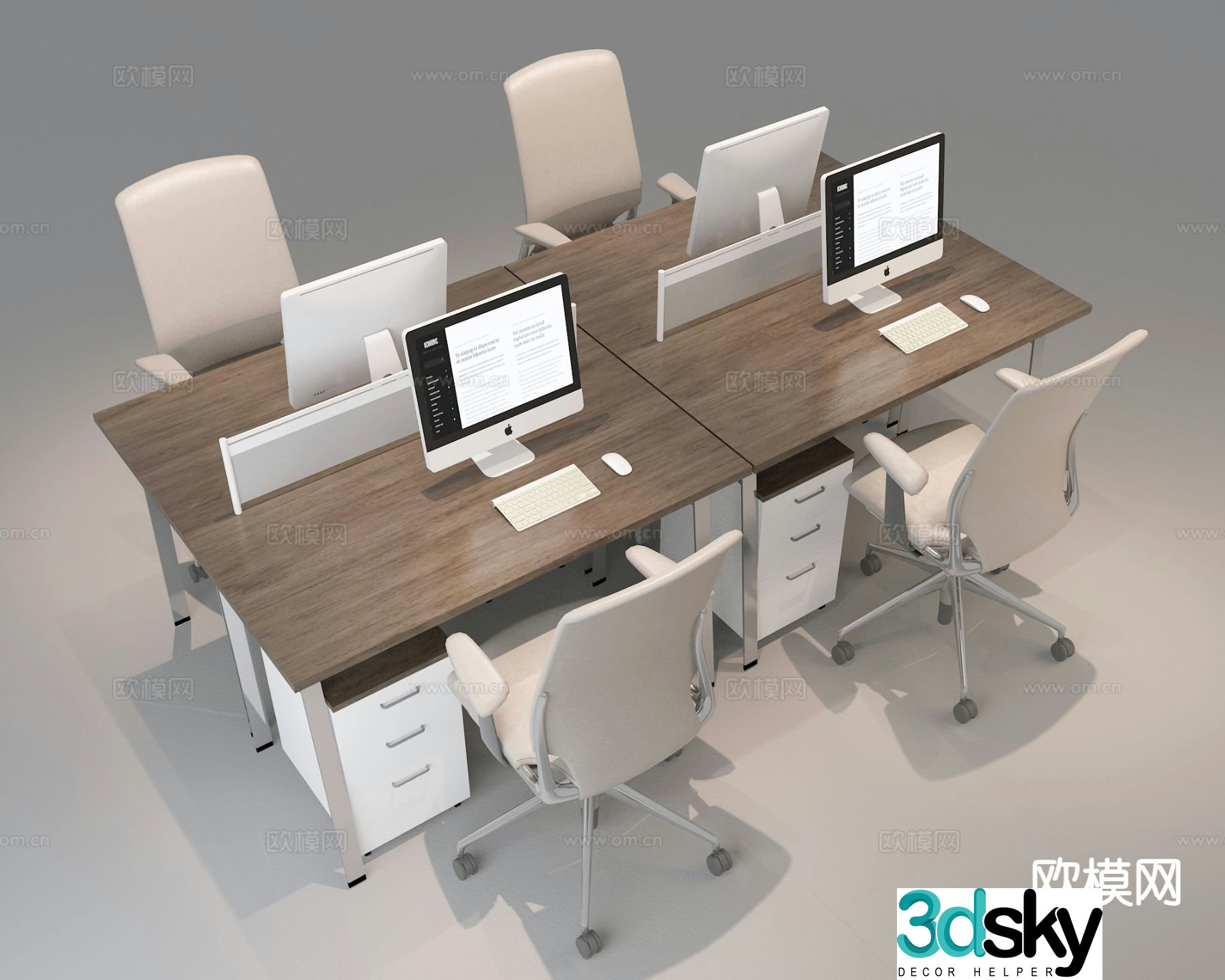 Modern office desk and chair 3d model