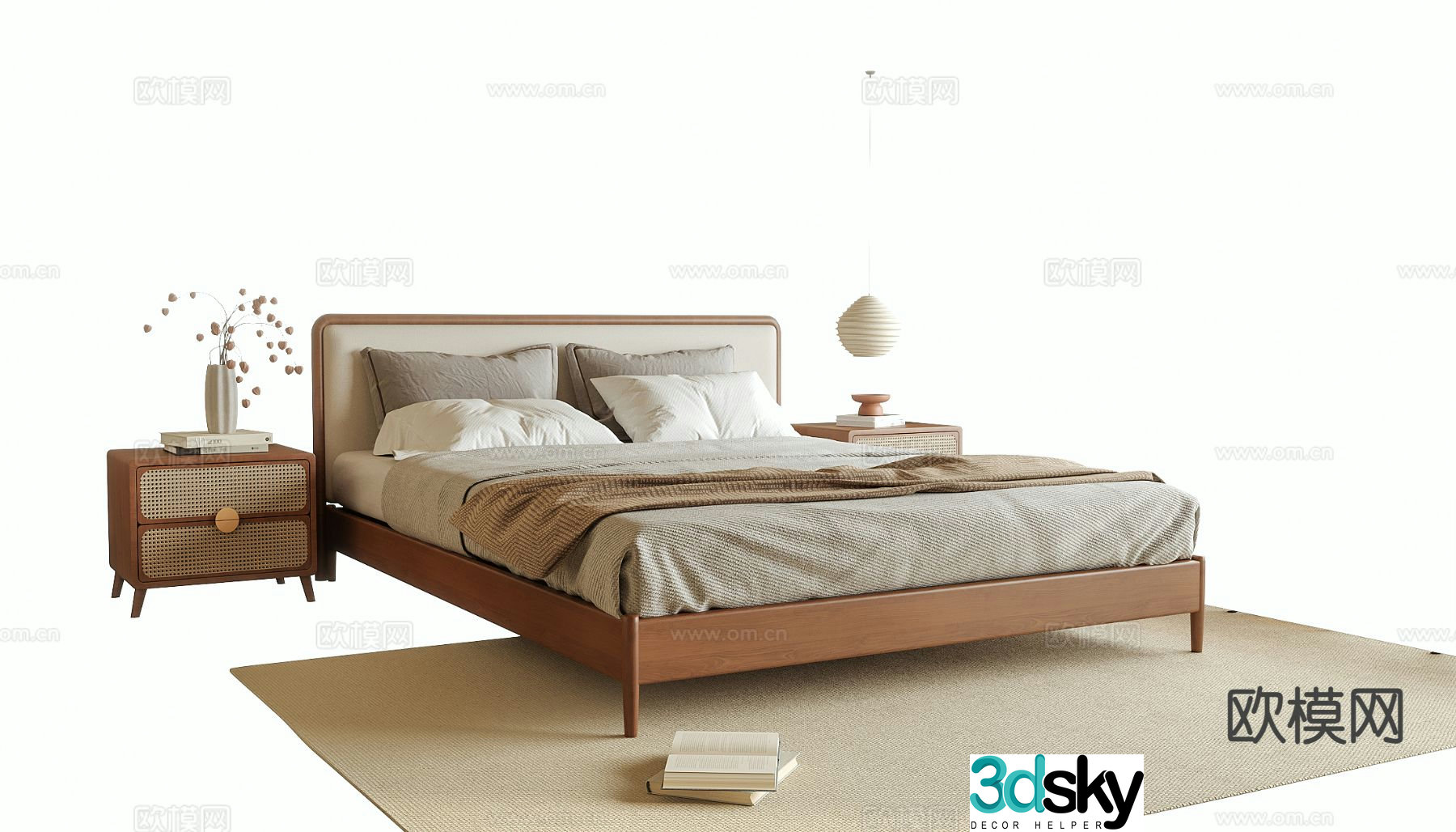 Wabi-sabi double bed 3d model