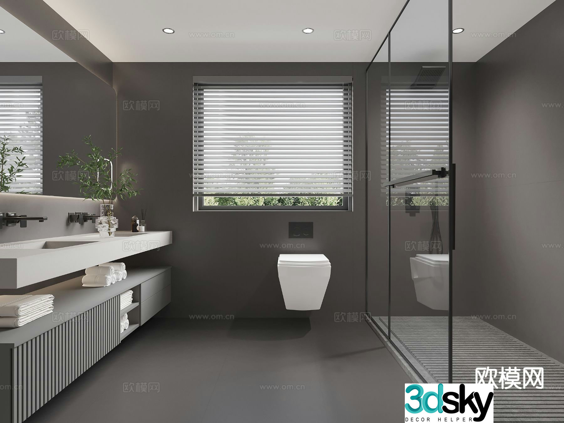 Premium gray bathroom bathroom 3d model