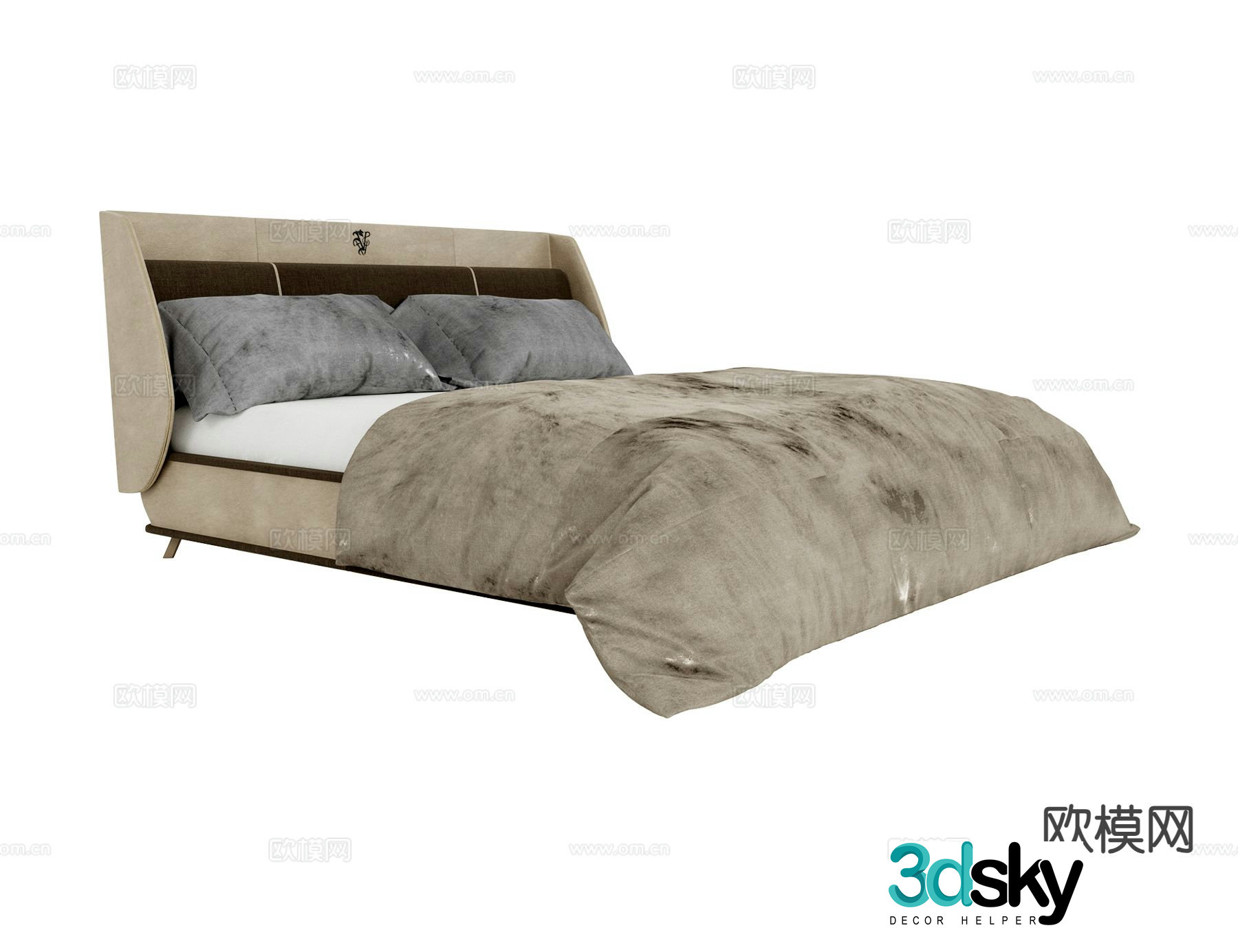 visionnaire light luxury double bed 3d model