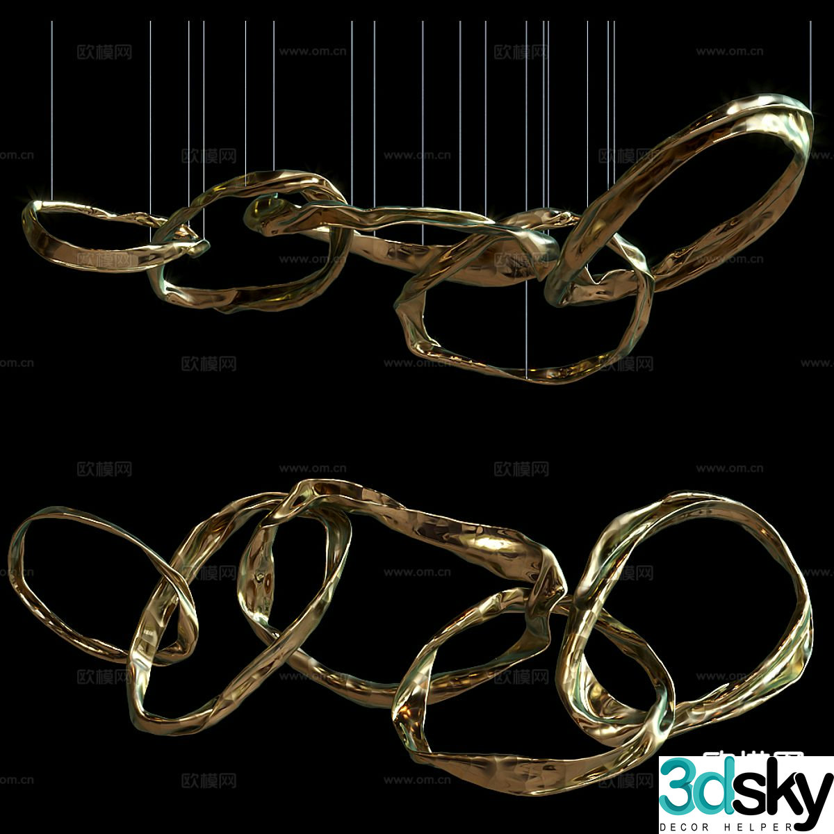 Art chandelier ring chandelier 3d model