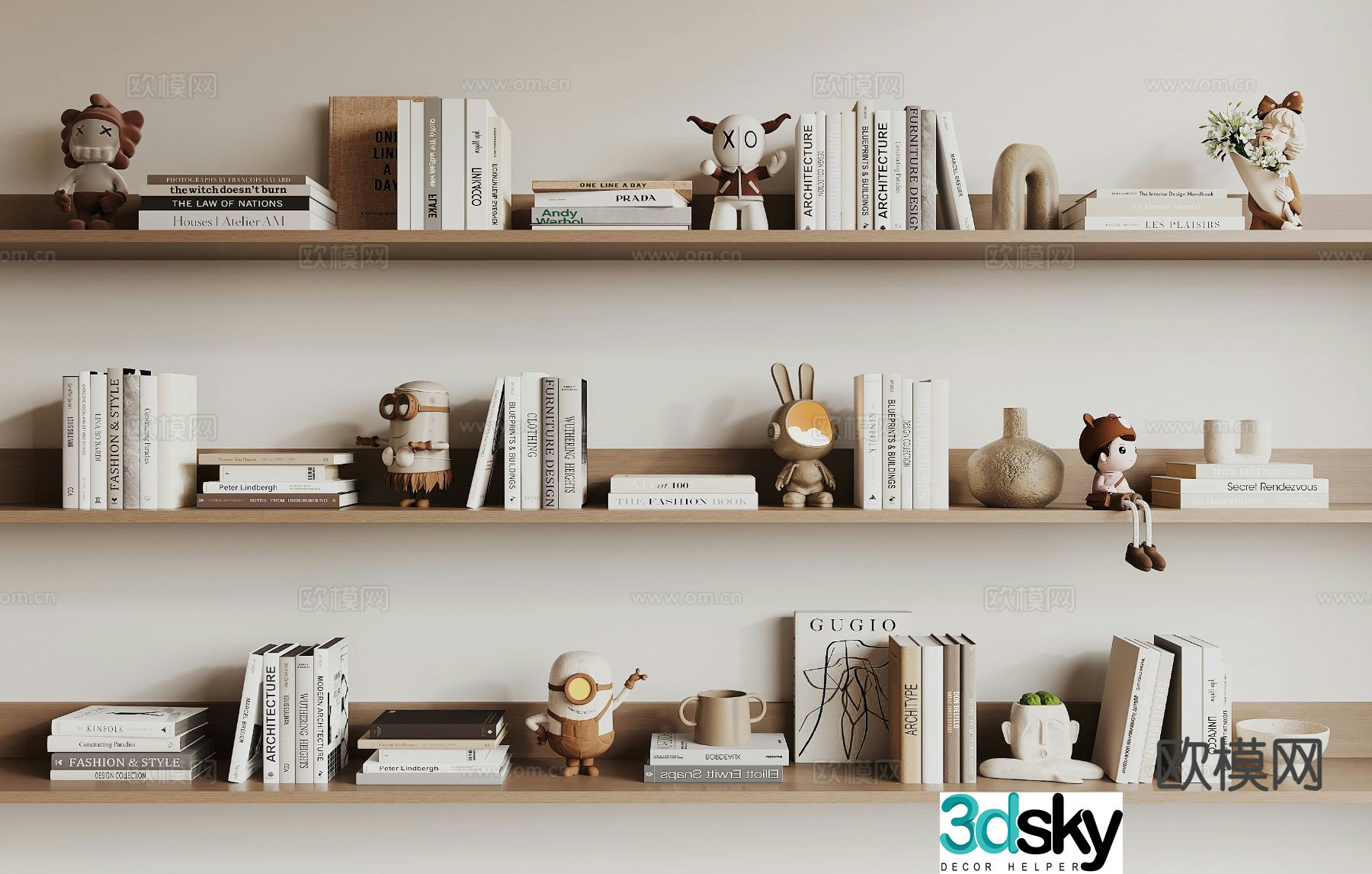 Modern book accessories ornaments books 3d model