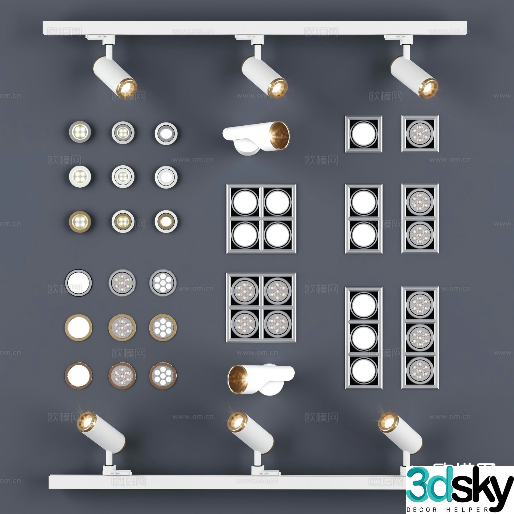 Modern downlight spotlight track light LED spotlight 3d model