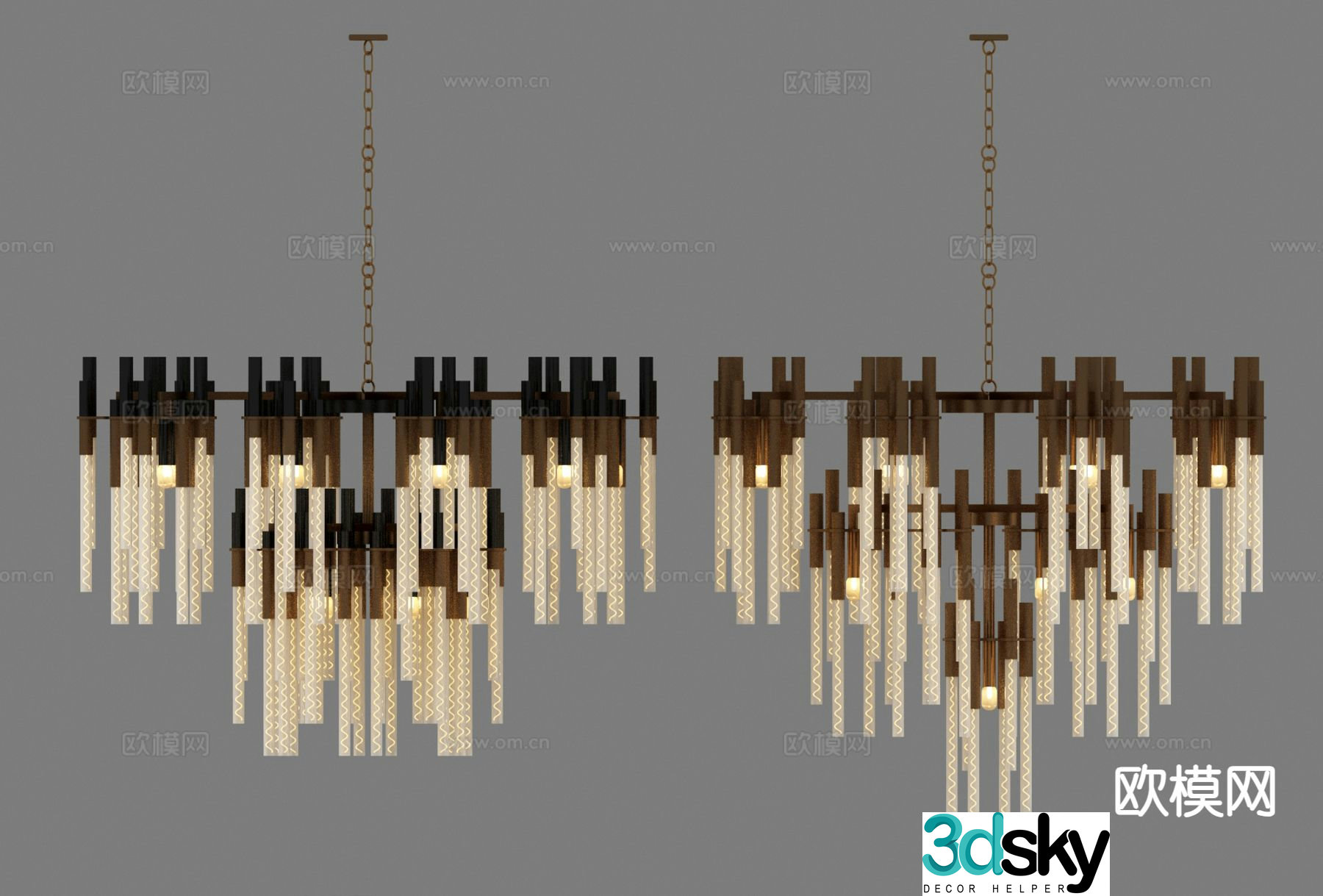 Light luxury chandelier hall chandelier 3d model