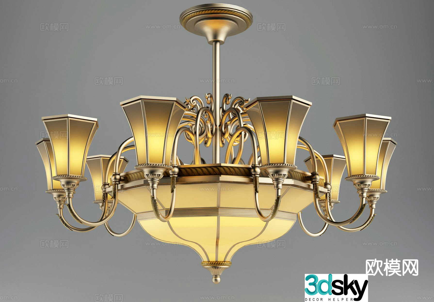 European style chandelier hall chandelier 3d model
