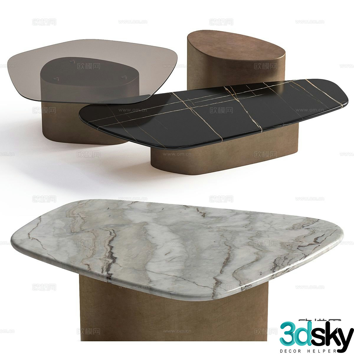 Marble coffee table combination coffee table 3d model