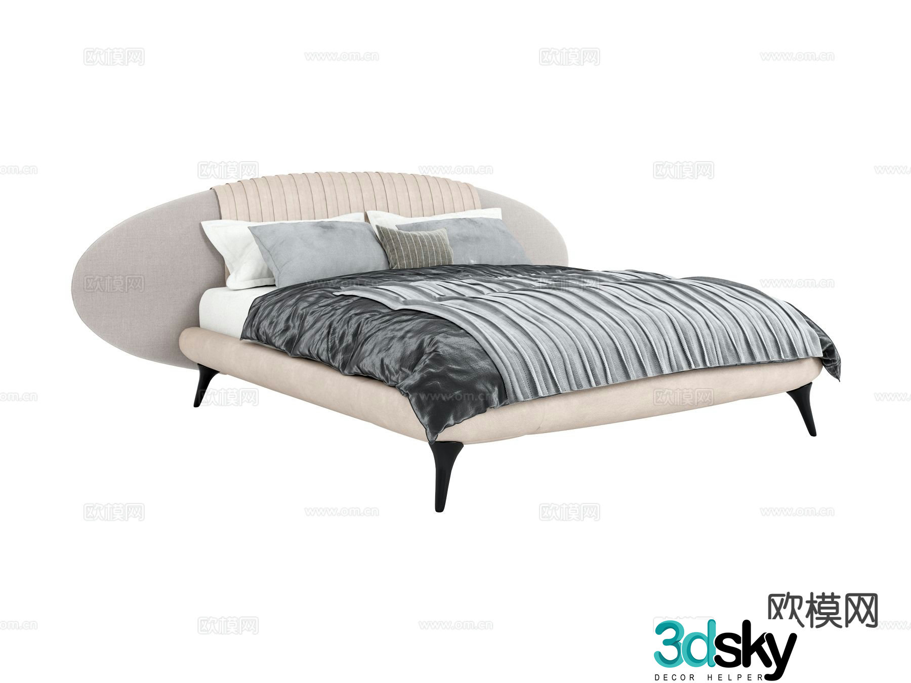 visionnaire-light luxury double bed 3d model