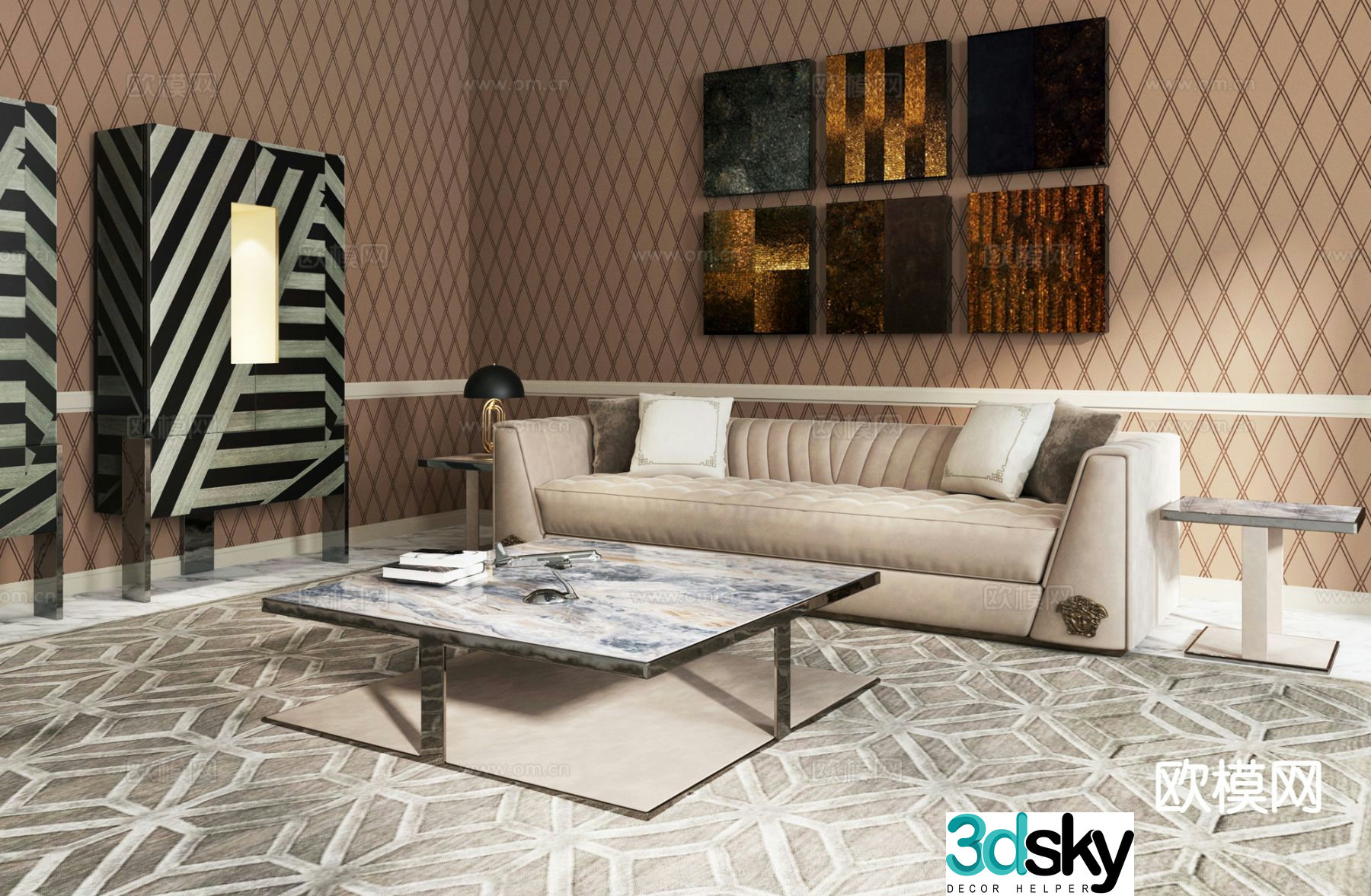 Versace Italian sectional sofa 3d model