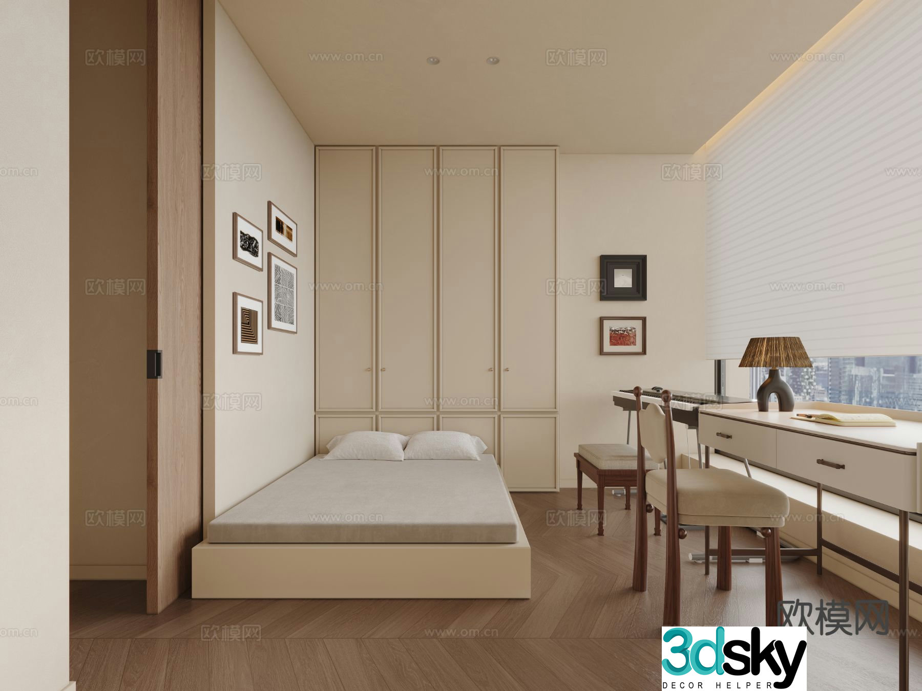Medieval style tatami bedroom 3d model