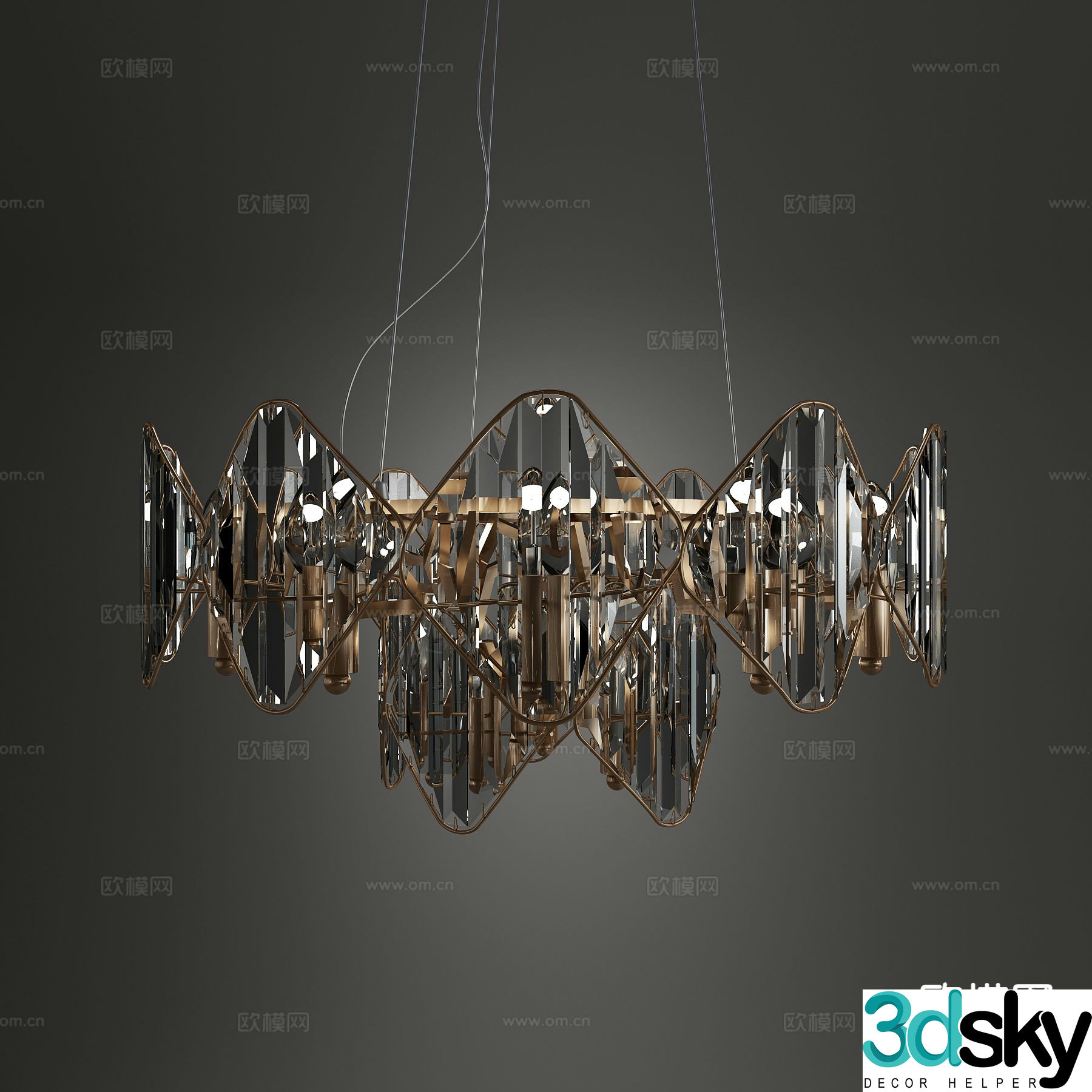 Light luxury chandelier restaurant chandelier 3d model