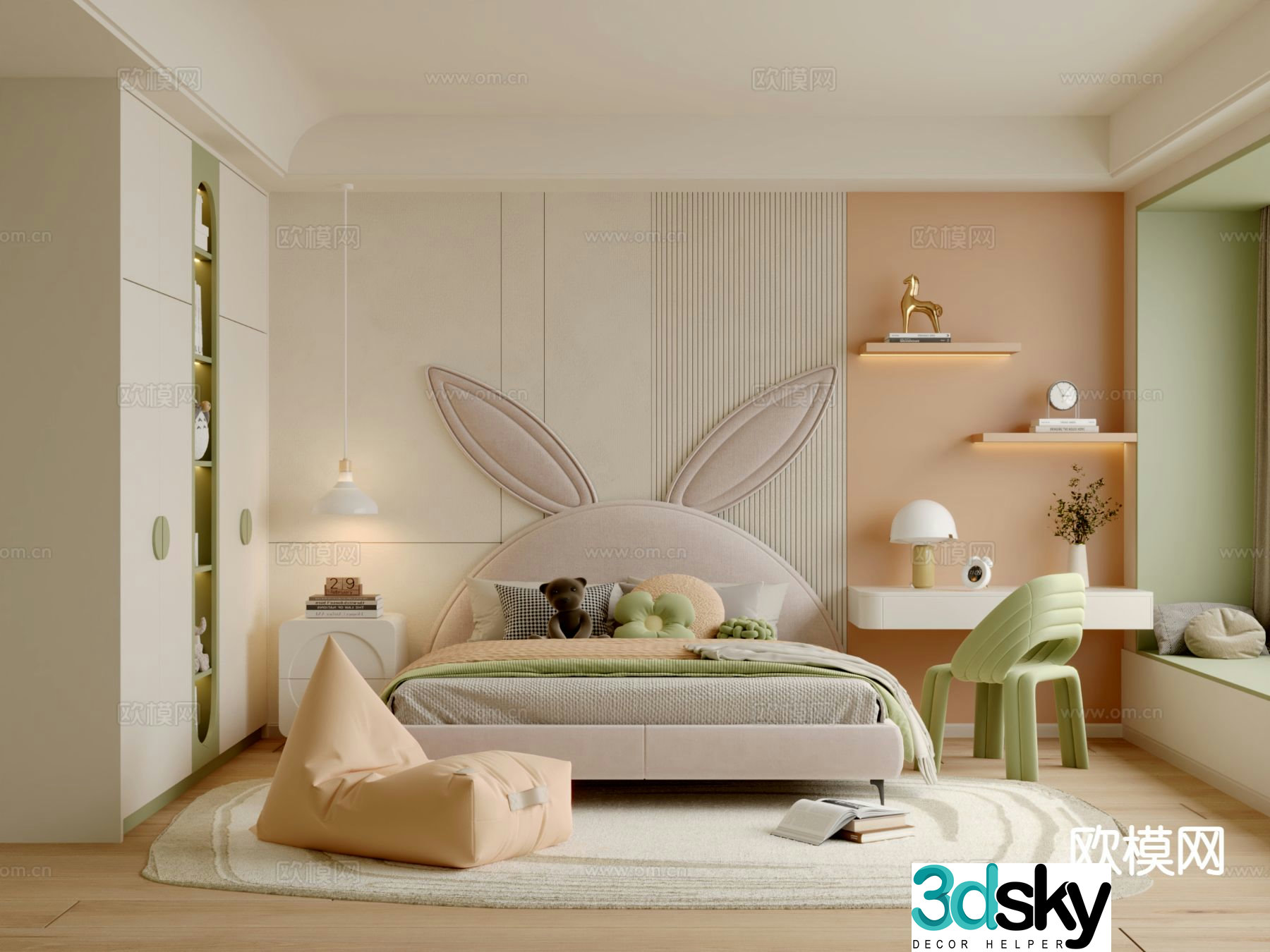 Modern children’s room girl’s room 3d model