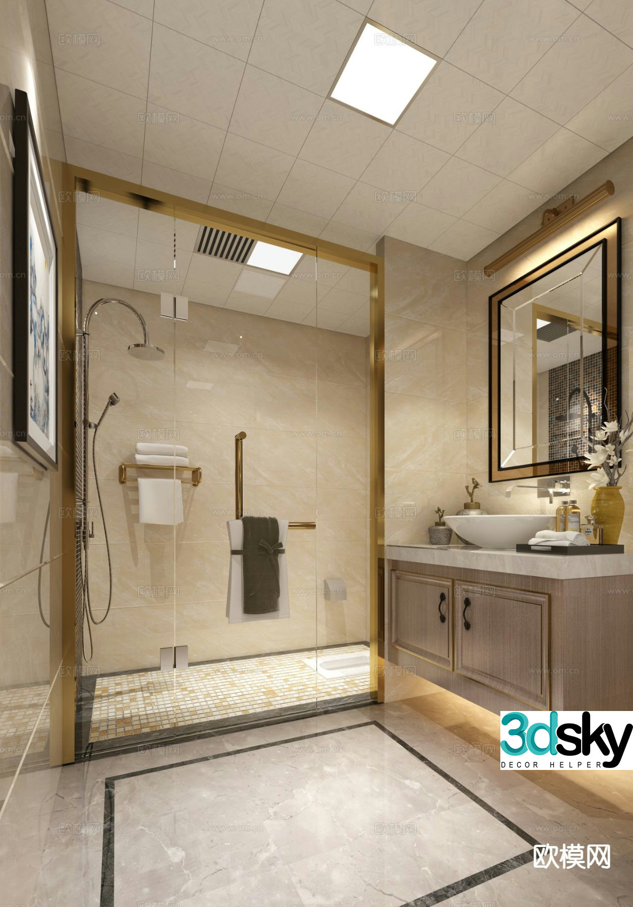 New Chinese style bathroom bathroom 3d model