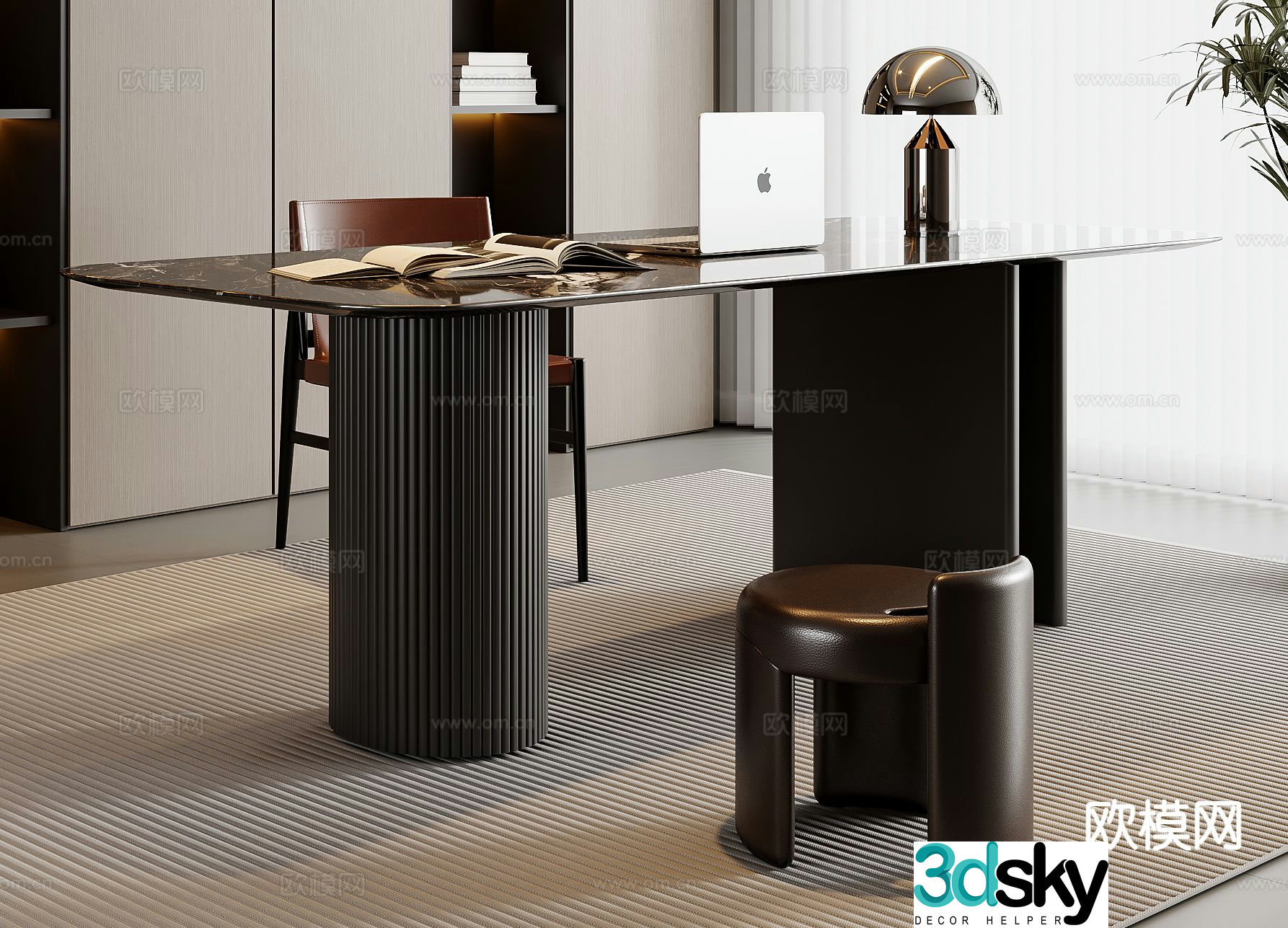 Italian desk and chair 3d model