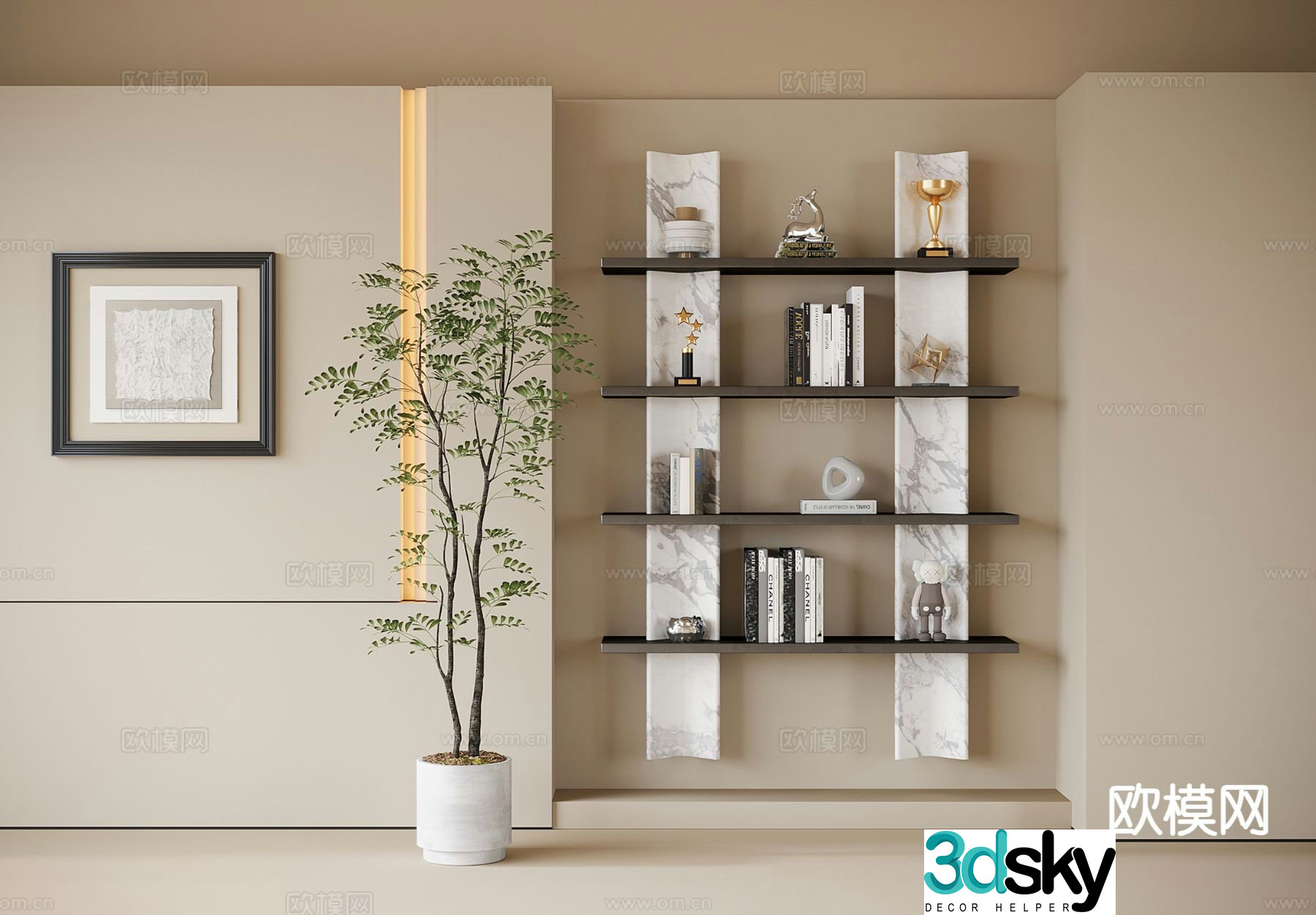 Modern decorative rack storage rack 3d model