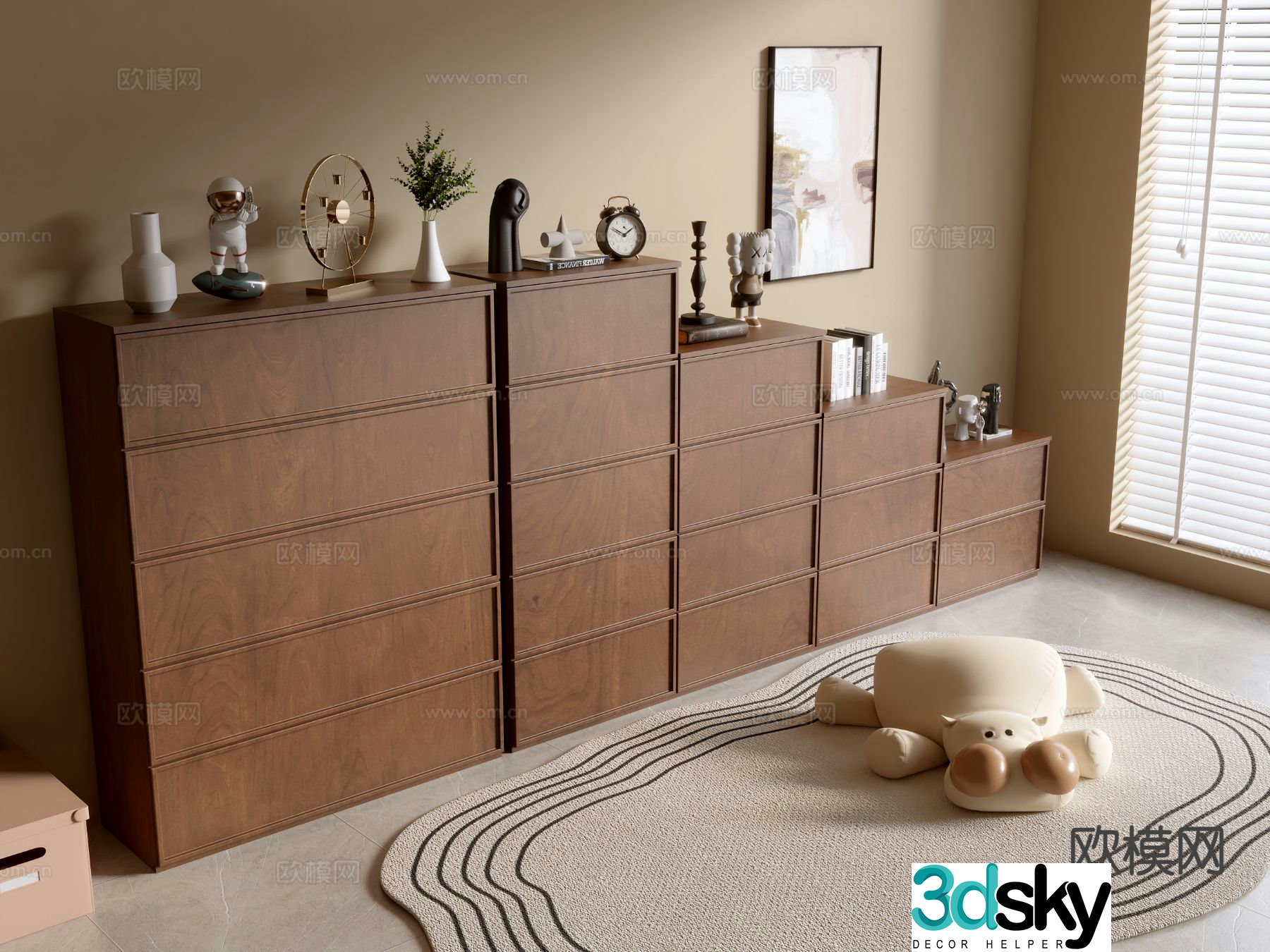 Medieval style chest of drawers 3D model