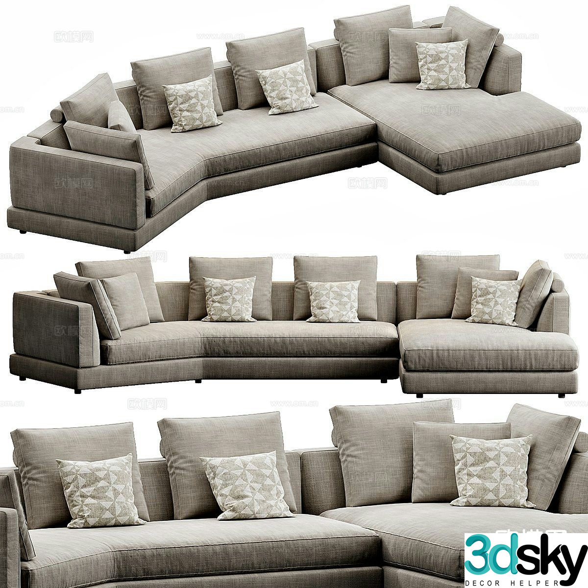 Multi-person sofa corner sofa 3d model