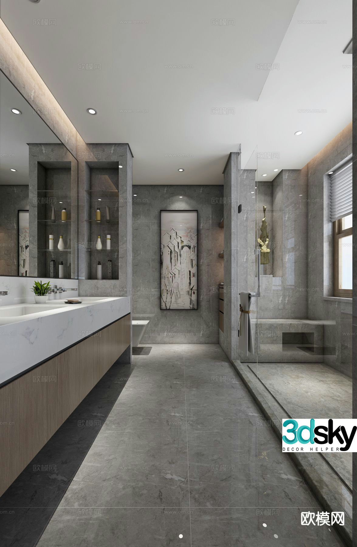 Modern villa master bathroom toilet bathroom 3d model