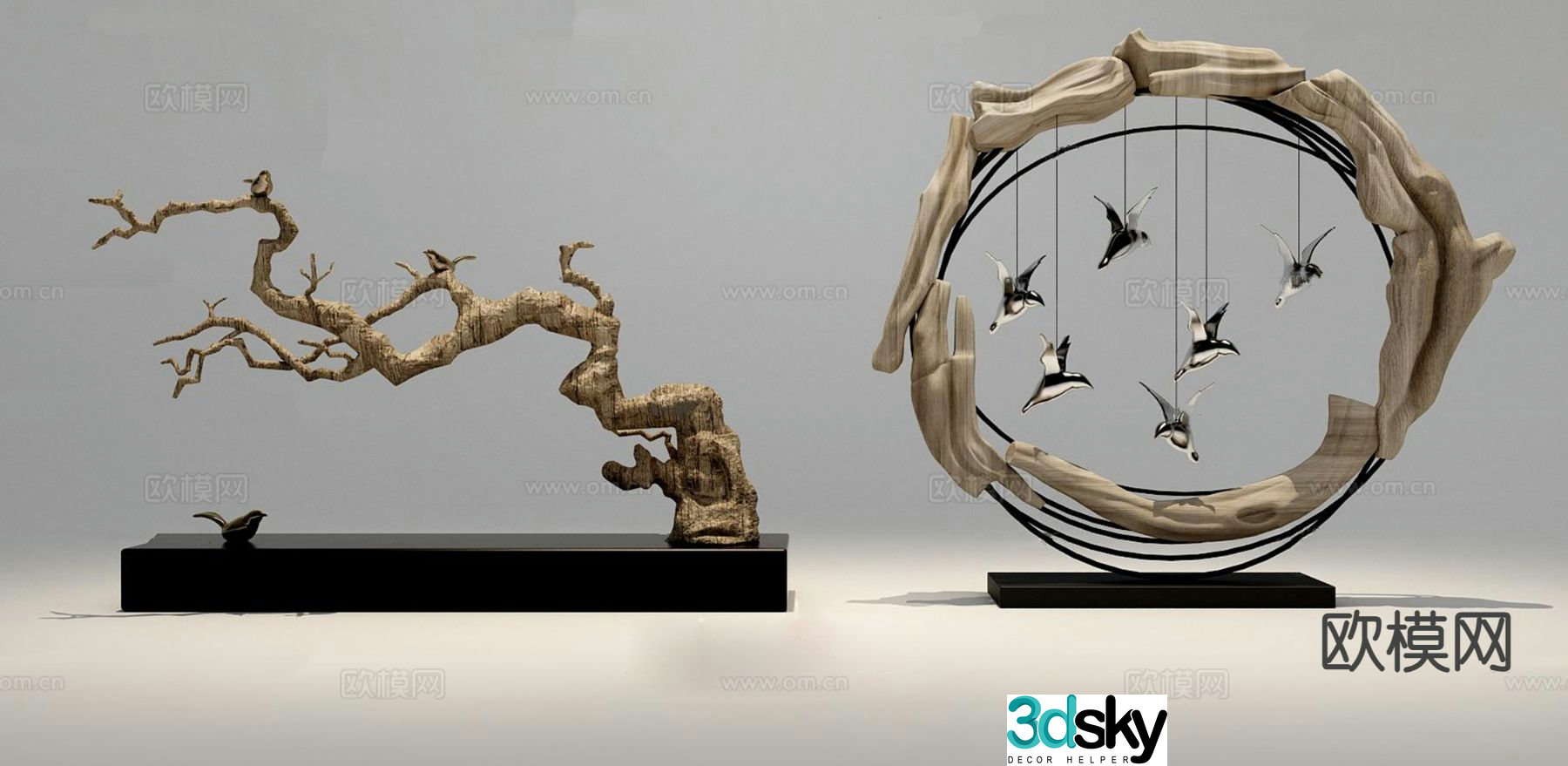 New Chinese style root carving ornaments ornaments 3D model