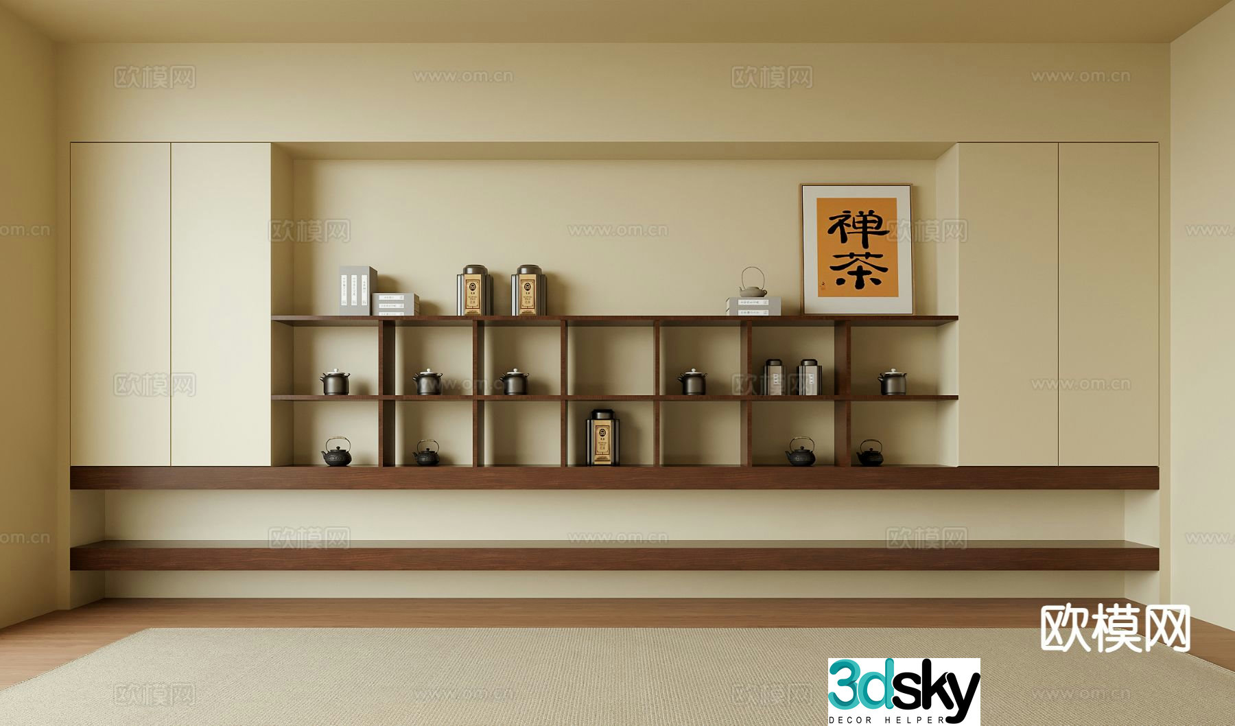 New Chinese style tea room cabinet tea cabinet 3d model