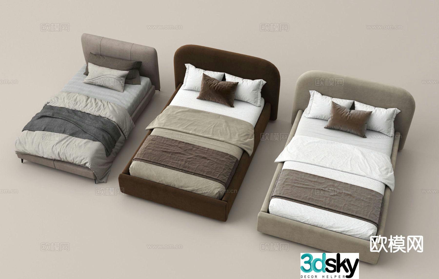 Modern single bed 3d model