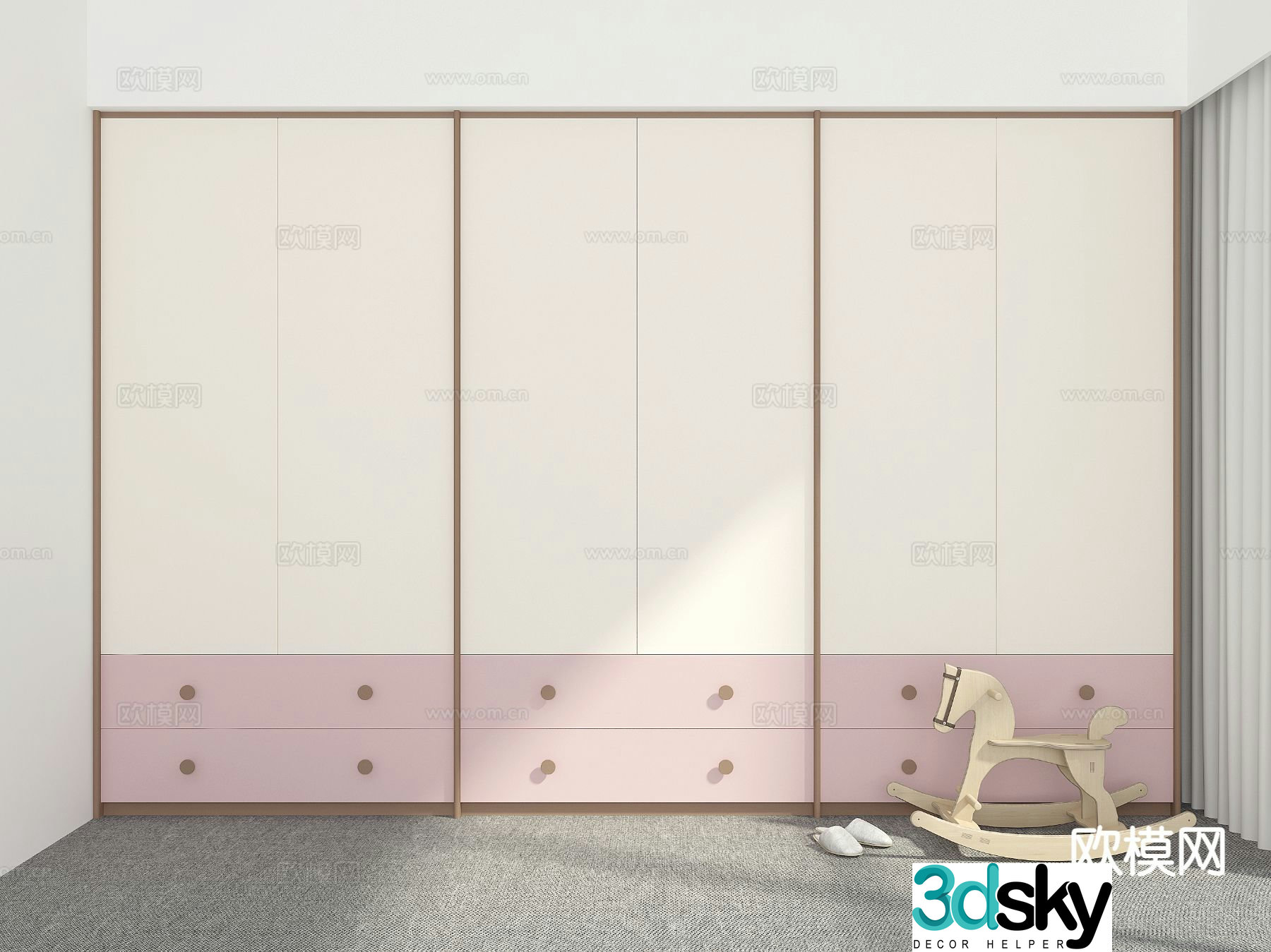 Small fresh children’s wardrobe 3D model