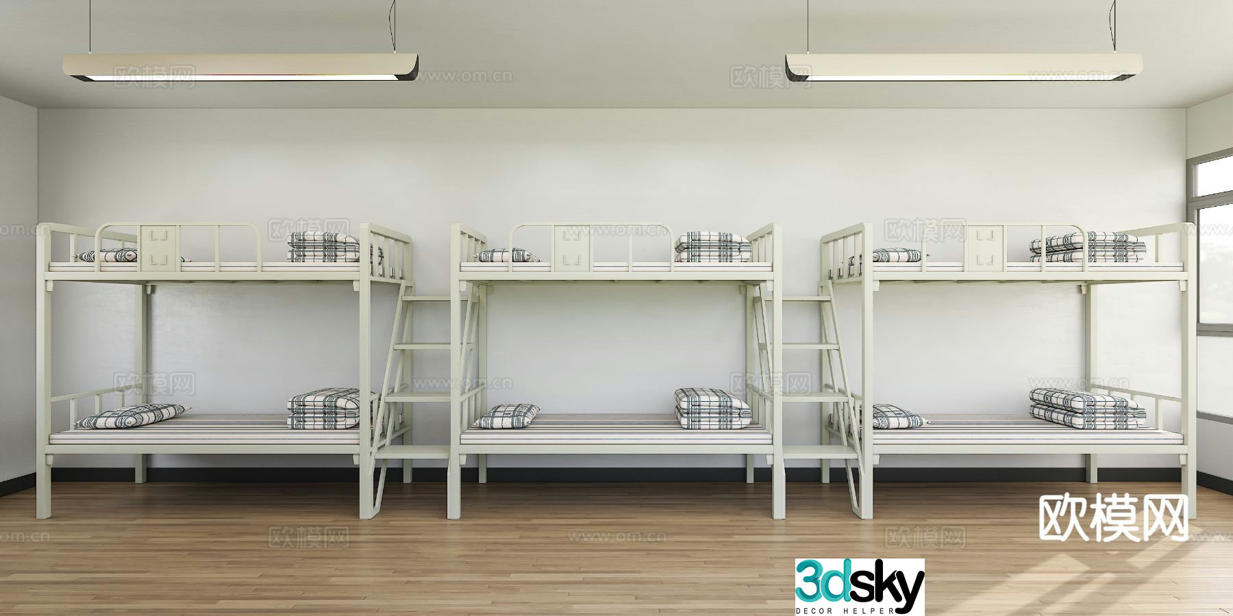 Modern bunk bed apartment bed 3d model