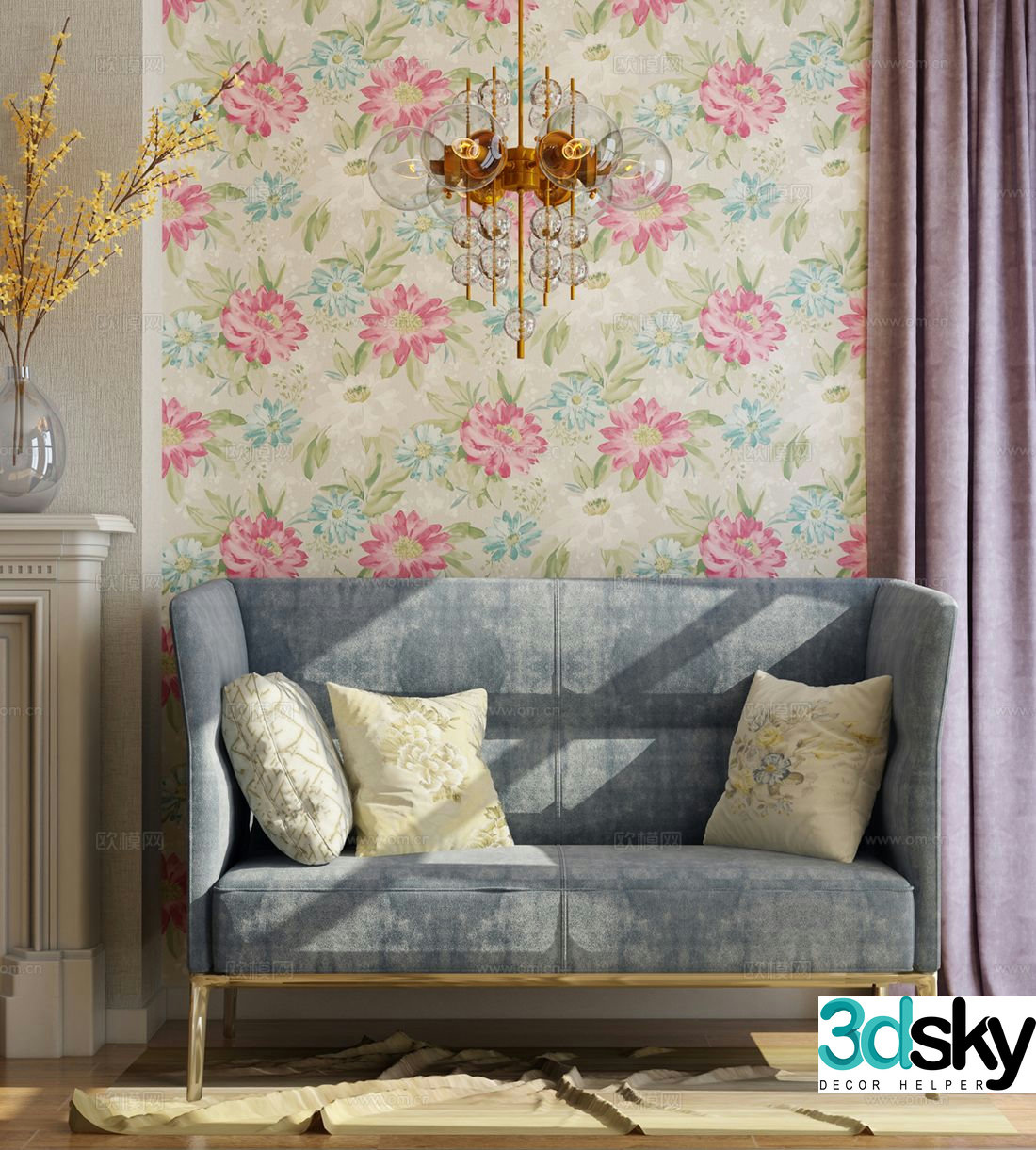 Neoclassical sofa double sofa 3d model
