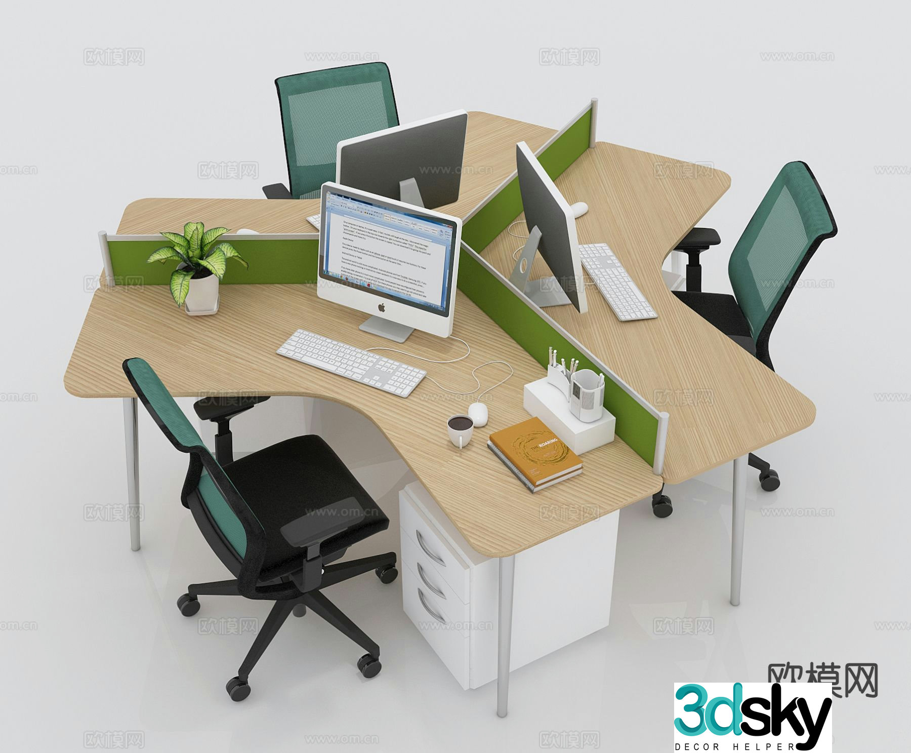 Modern office desk and chair 3d model