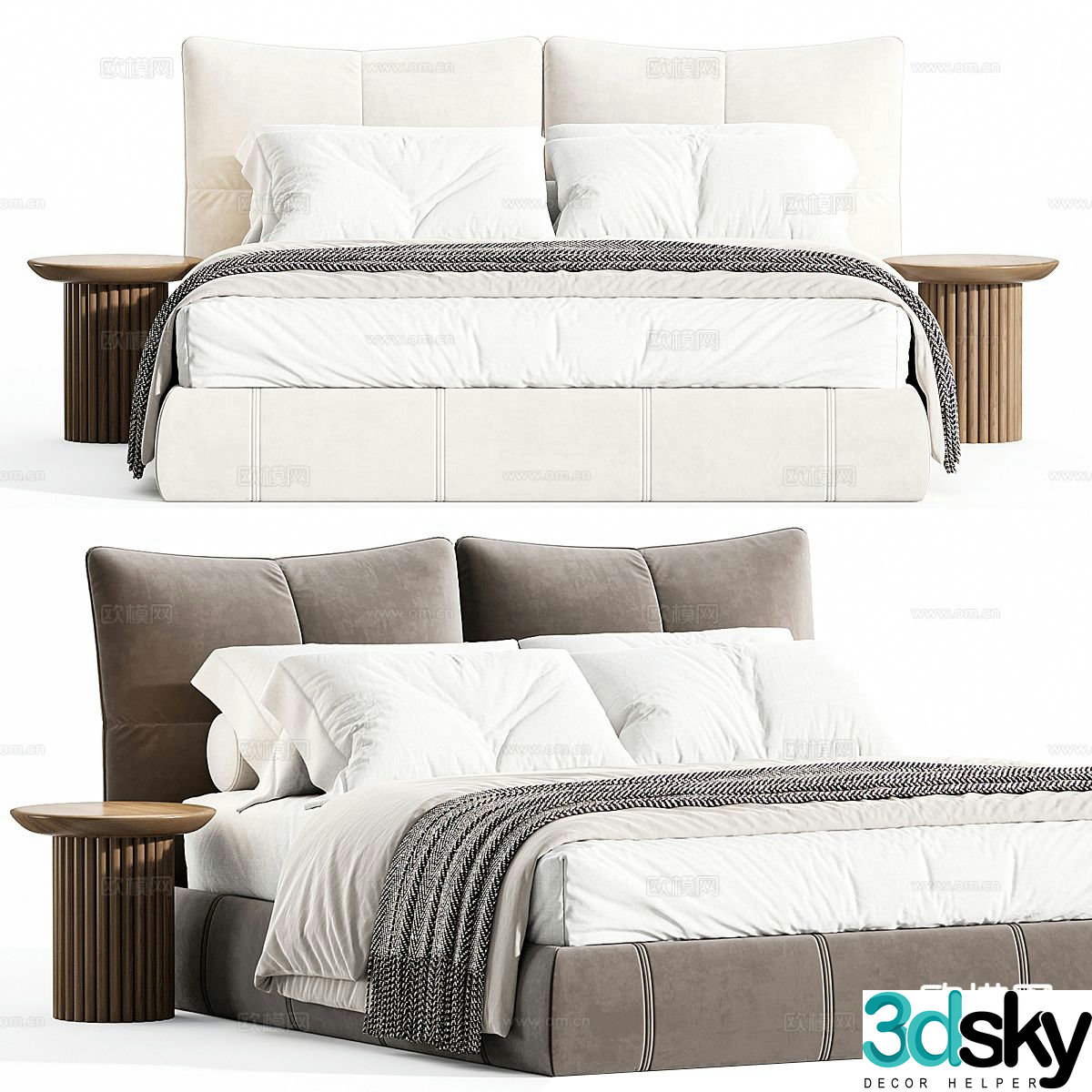 Modern double bed 3d model
