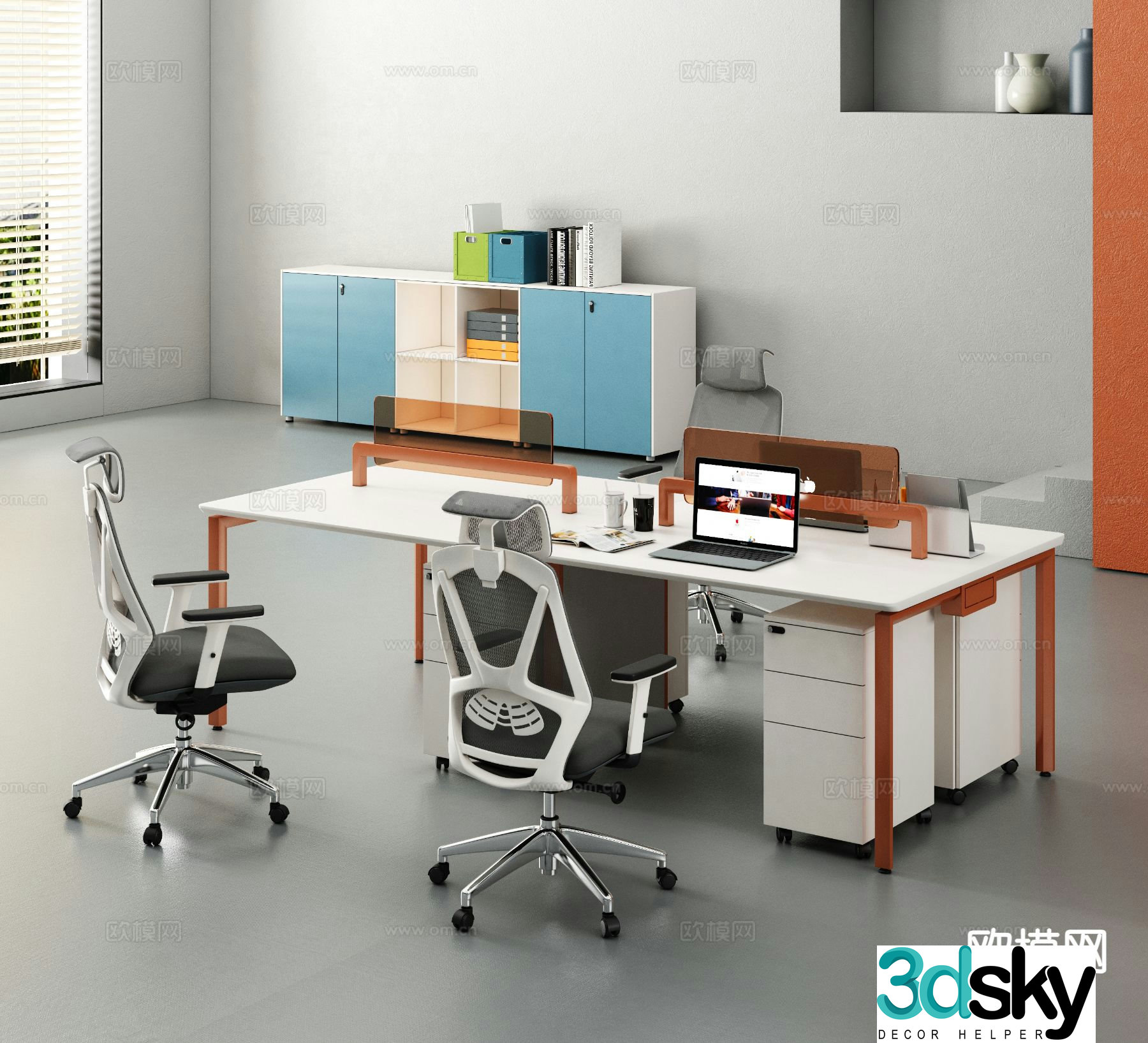 Modern office desk and chair 3d model