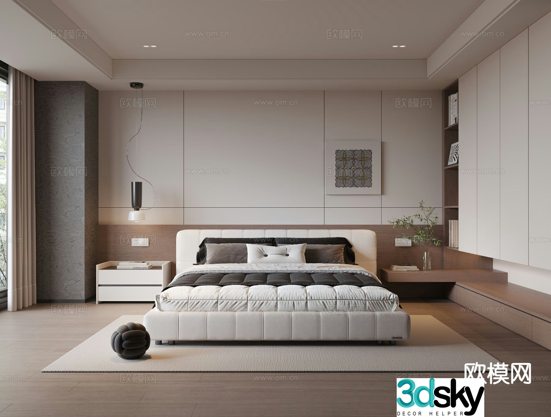 Modern minimalist bedroom master bedroom 3d model