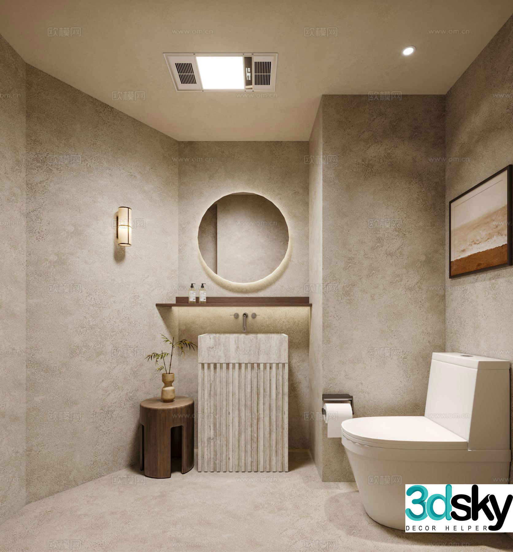 Wabi Sabi Bathroom Public Bathroom 3D Model