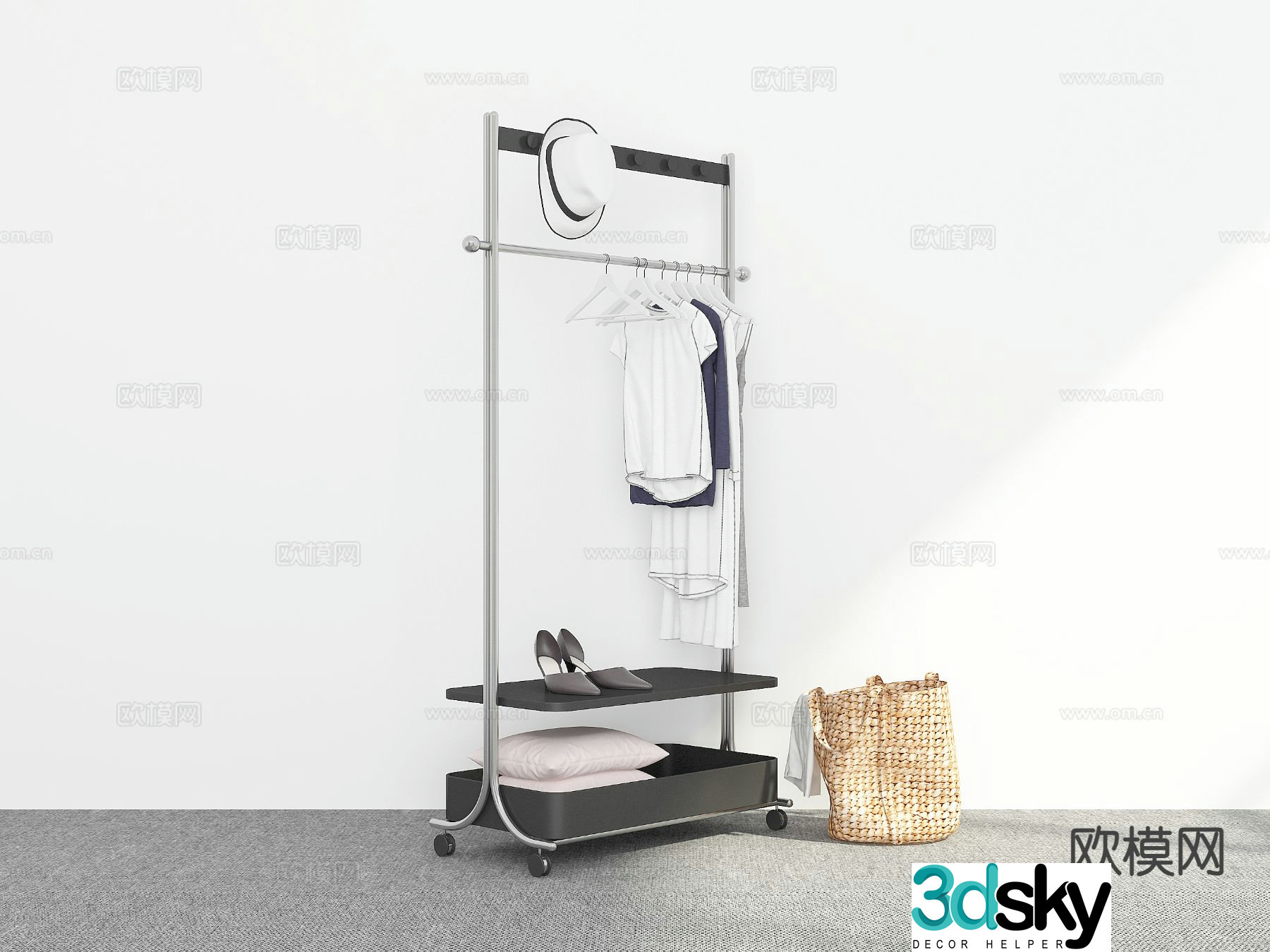 Floor coat rack coat rack 3d model