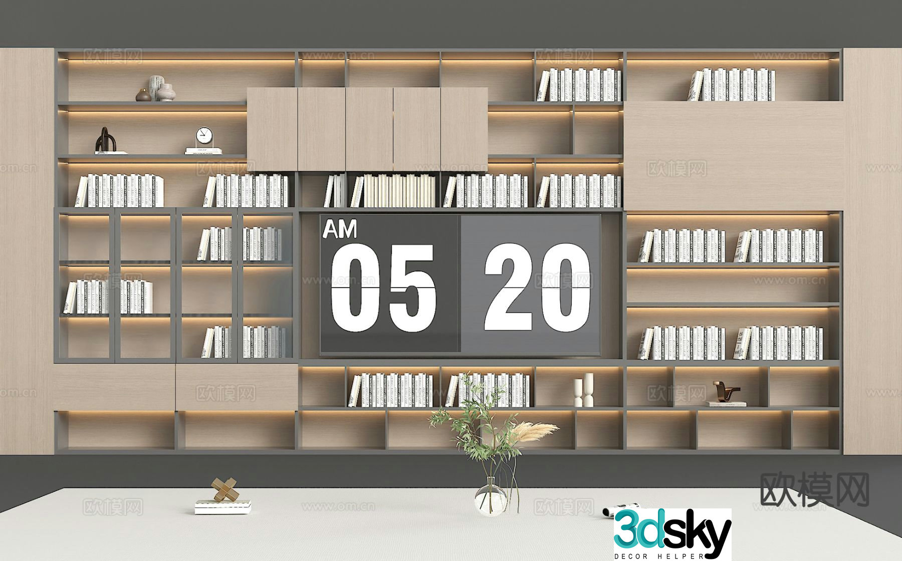Modern bookcase integrated TV cabinet TV wall bookcase wall 3d model
