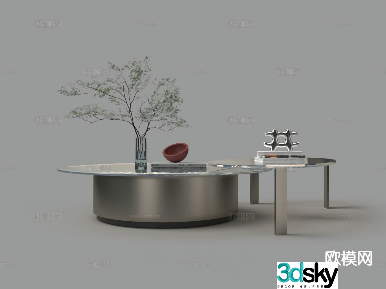 Modern double coffee table 3d model
