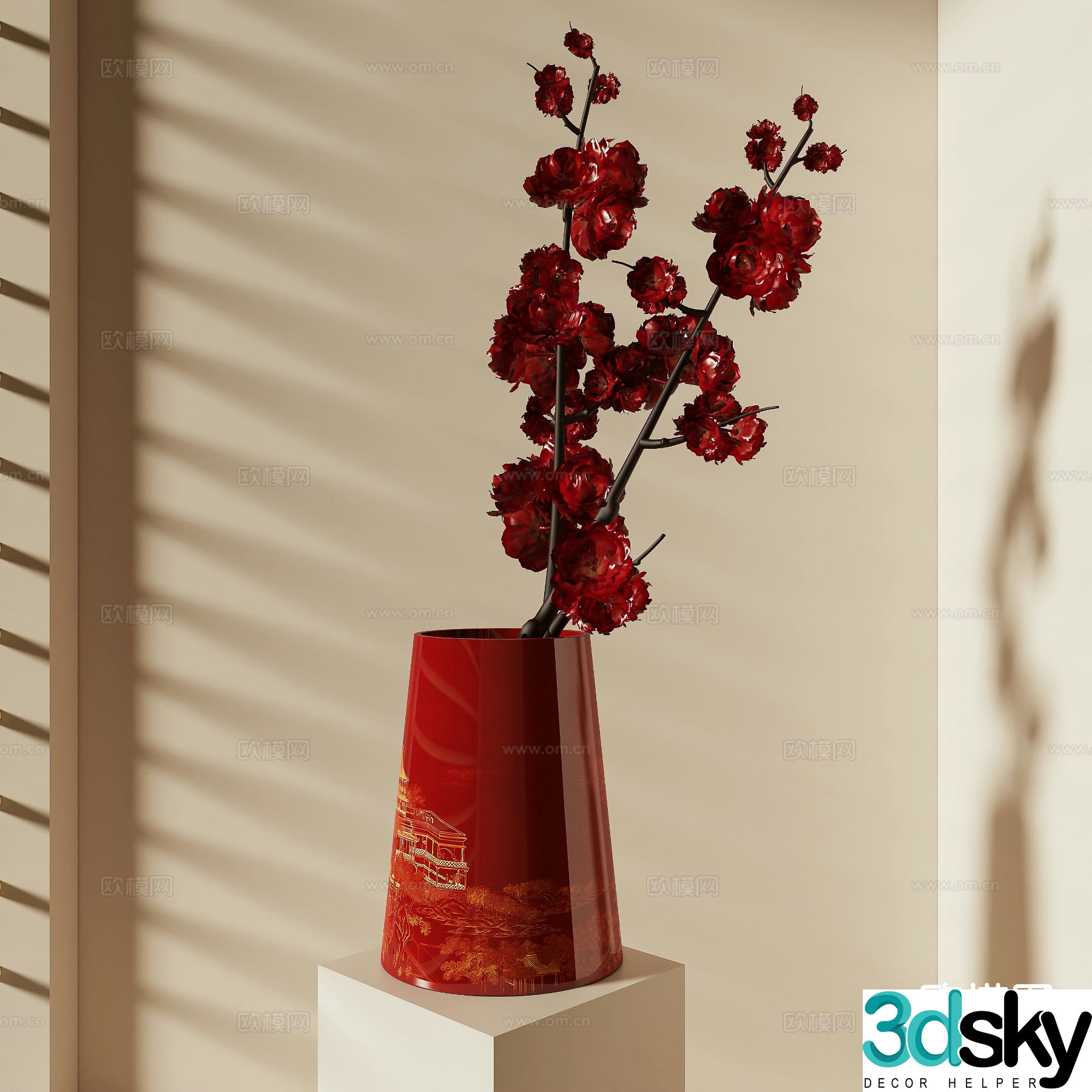 New Chinese style vase floral arrangement flower arrangement 3d model