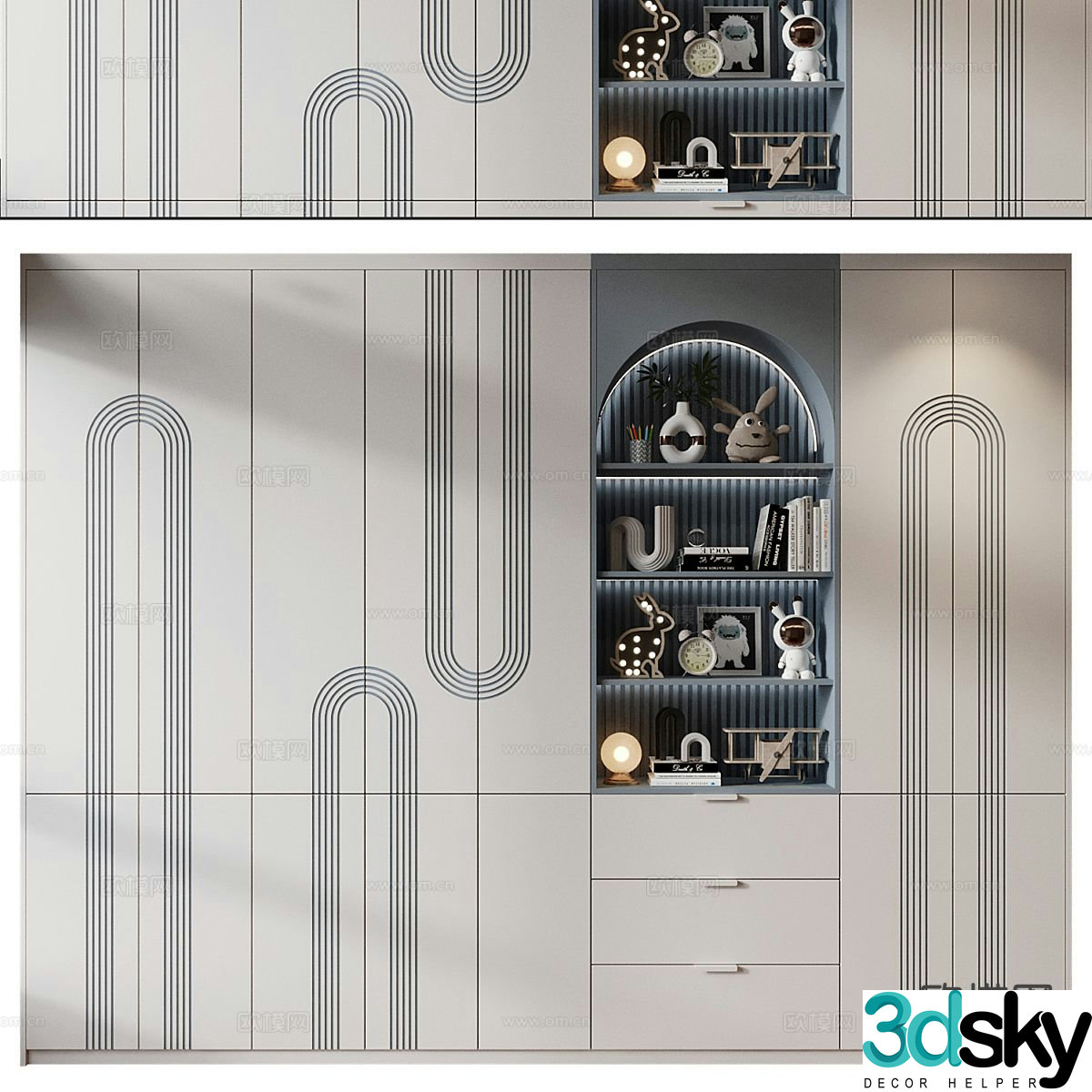 modern wardrobe wardrobe decorative cabinet 3d model