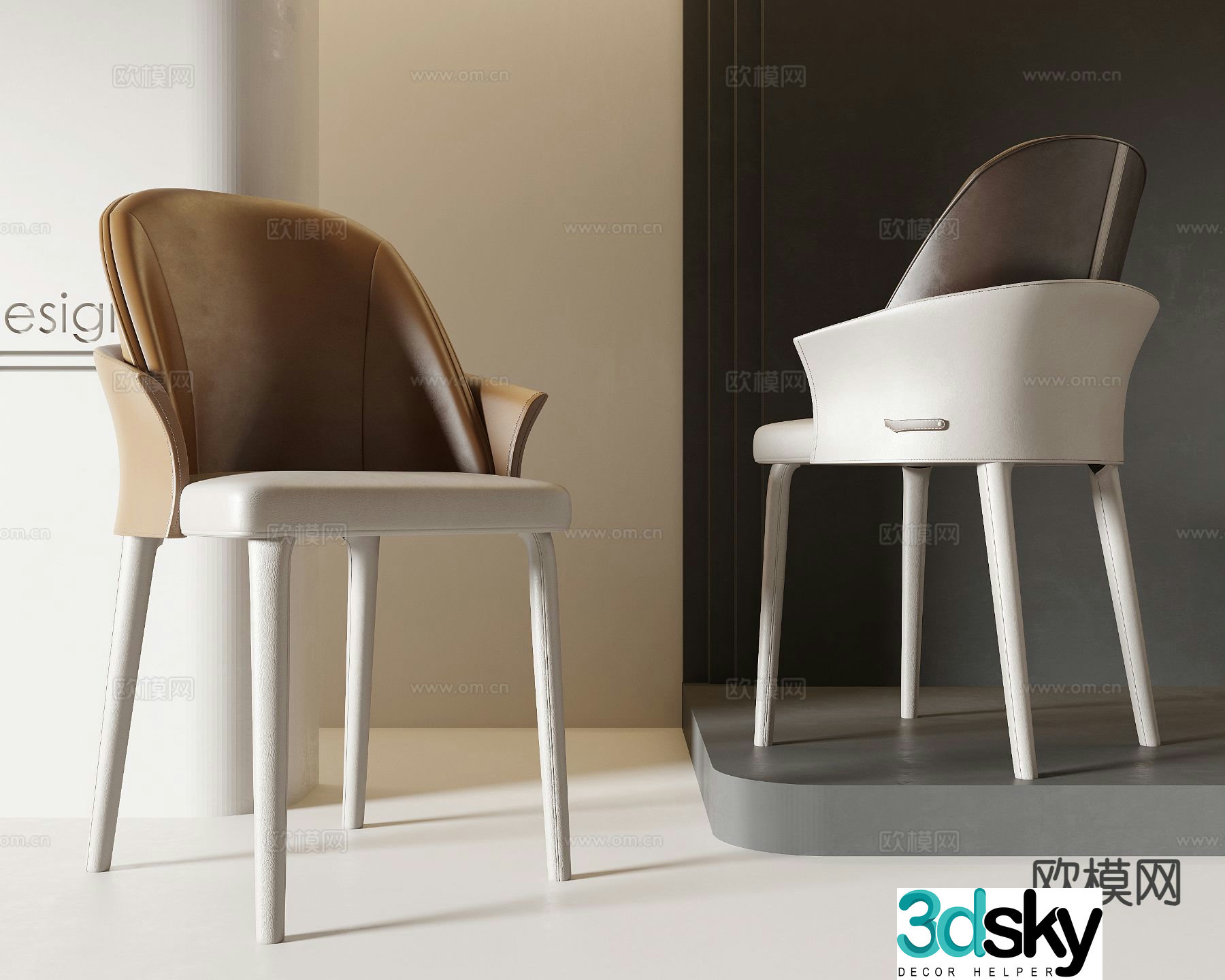 minotti single chair dining chair 3d model