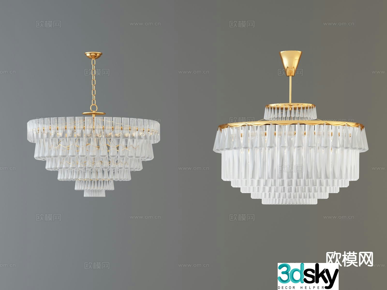Light luxury chandelier crystal lamp 3d model